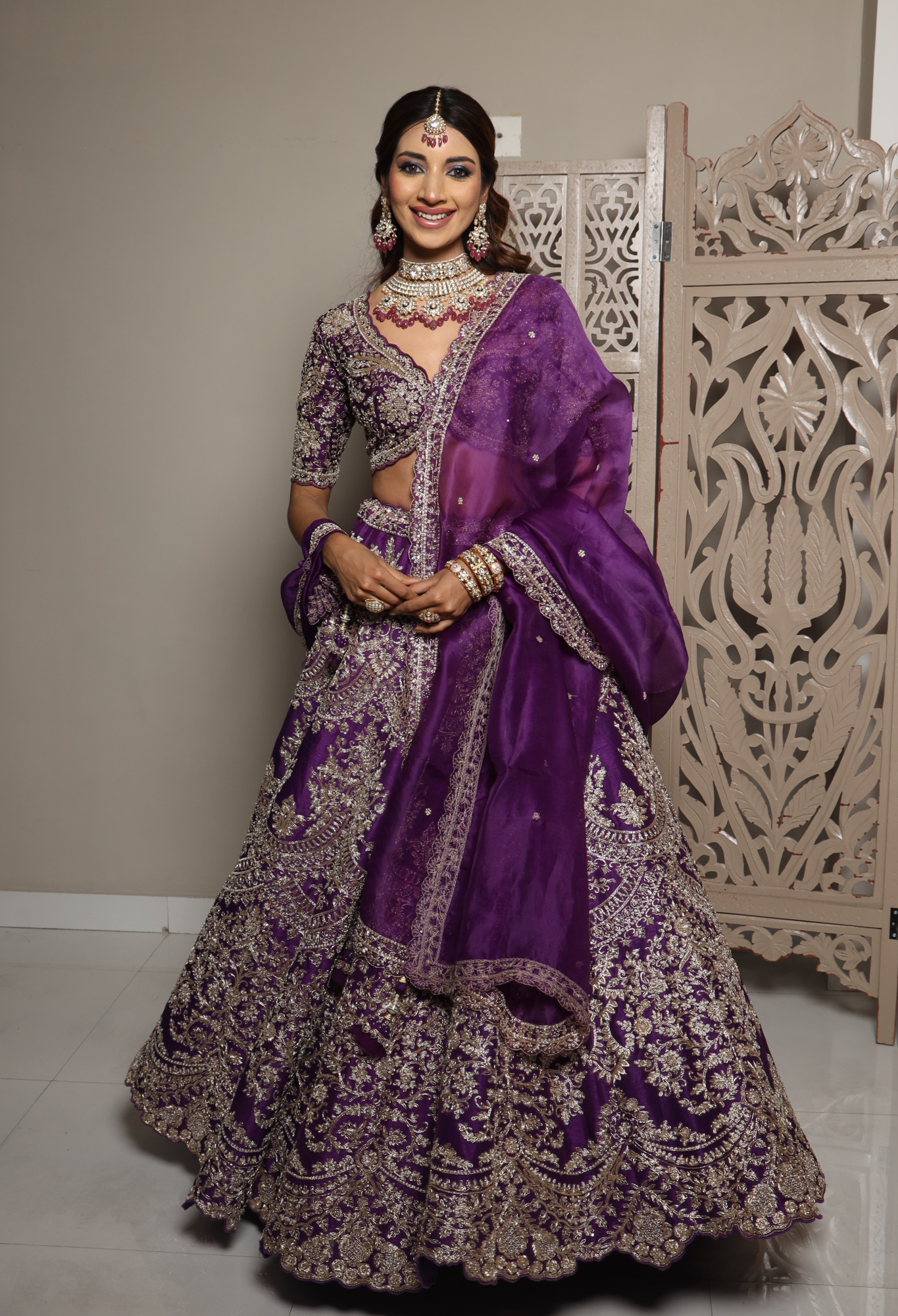 Exquisite Raw Silk Lehenga with Zardozi and Embroidered  work