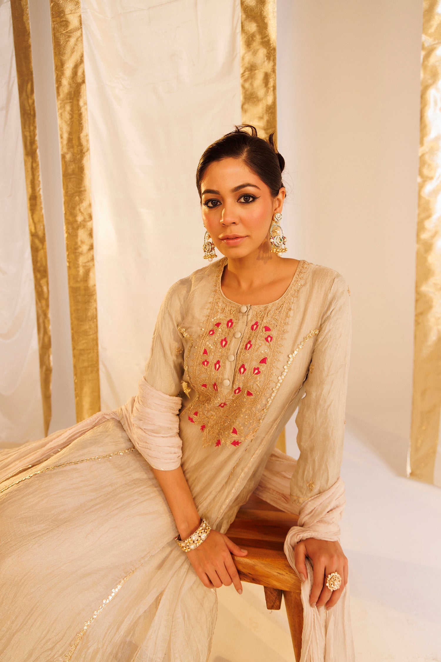 Pure Tissue Anarkali Suit with Dori, Thread and Zardozi work