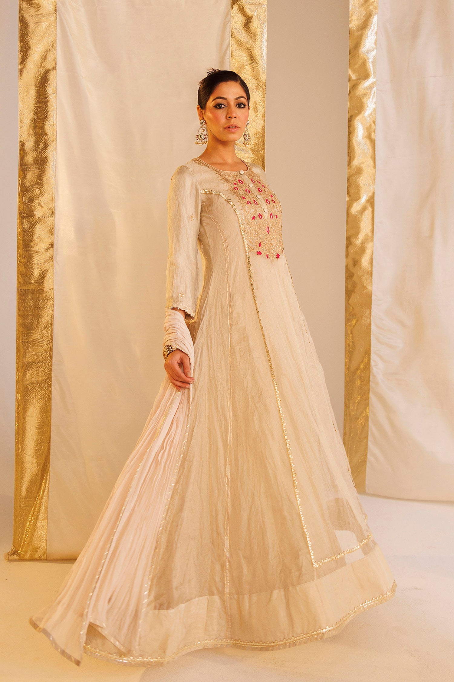 Pure Tissue Anarkali Suit with Dori, Thread and Zardozi work