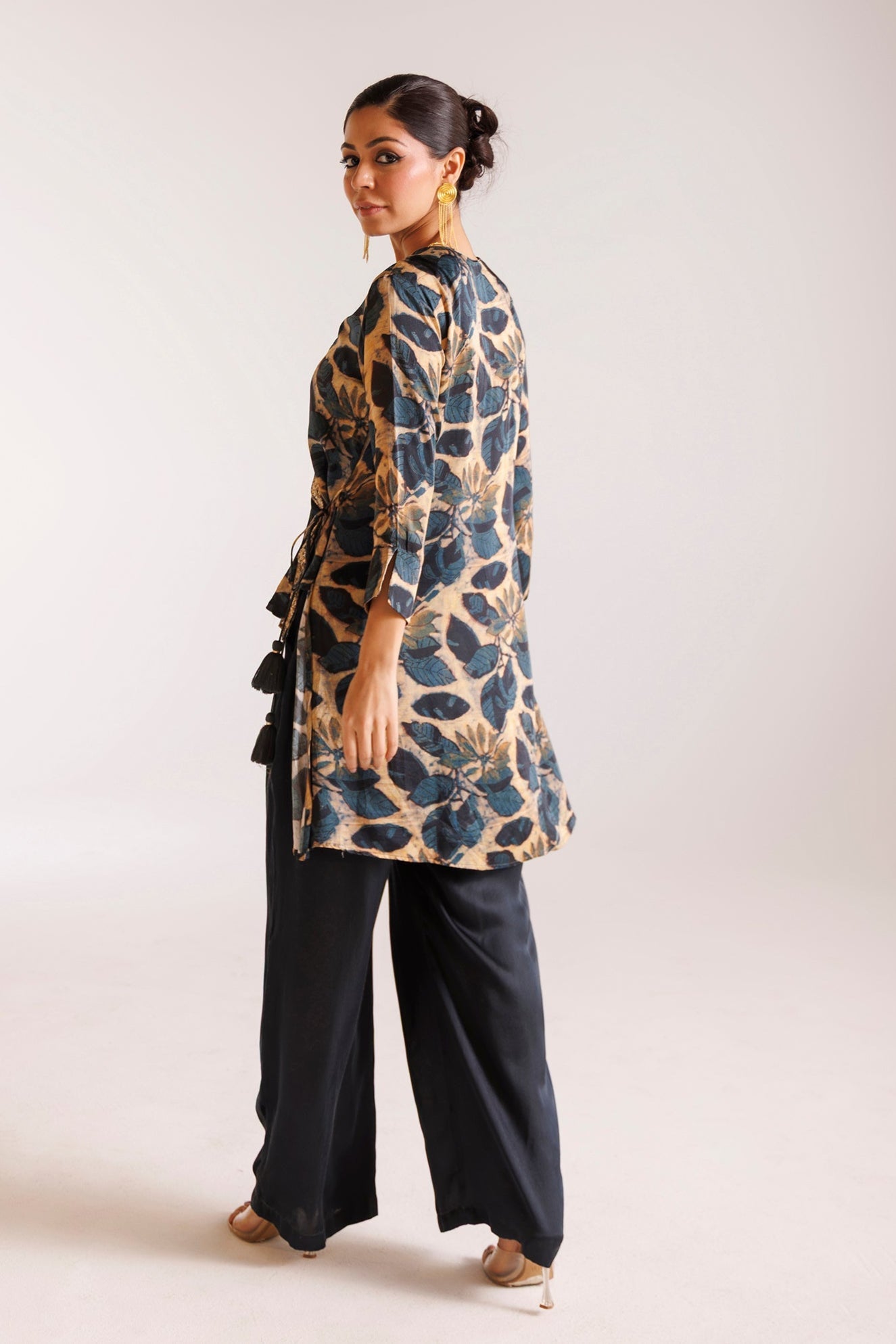 Printed Silk Indowestern with Pearl and Zardozi work