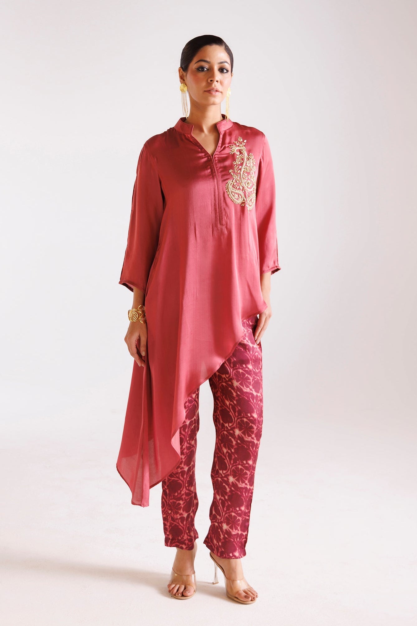 Printed Silk Indowestern with Dori and Zardozi work