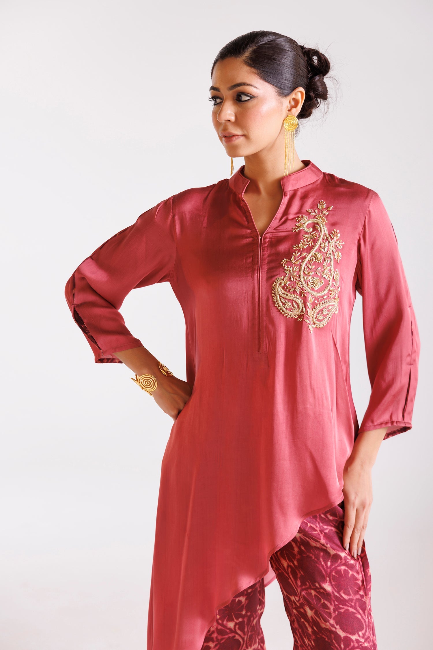 Printed Silk Indowestern with Dori and Zardozi work