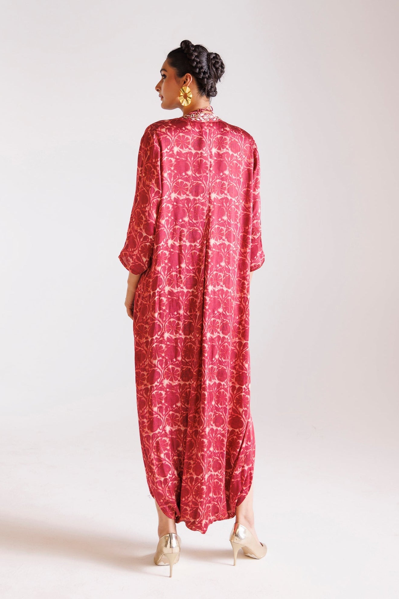 Printed Silk Indowestern with Thread and Zardozi work