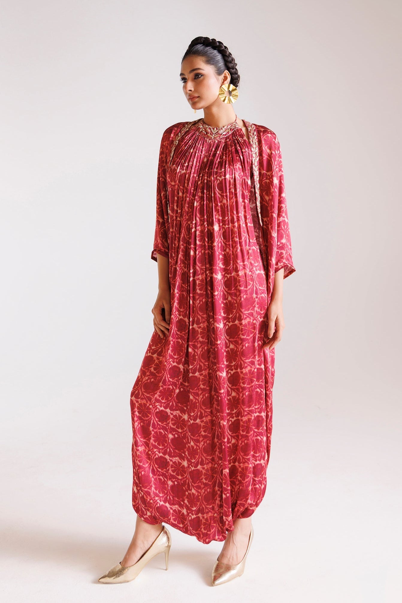Printed Silk Indowestern with Thread and Zardozi work