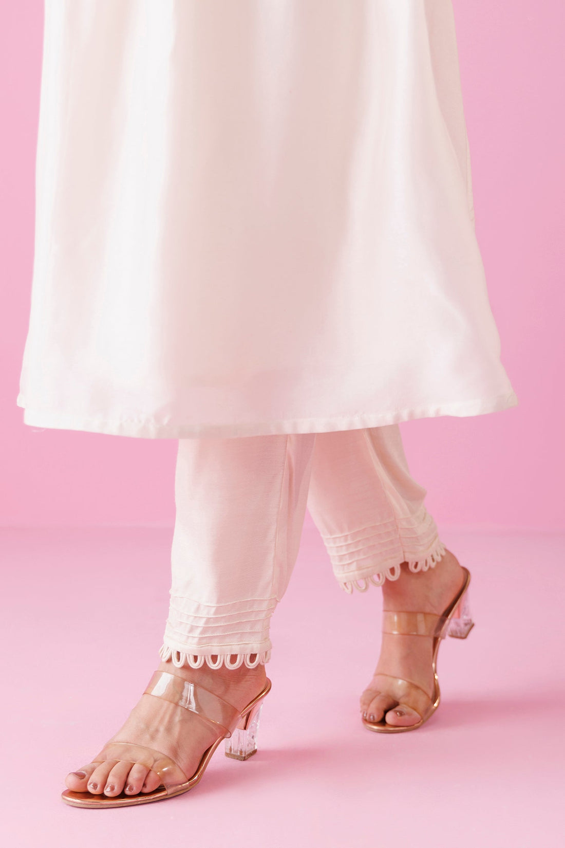 Leheriya Anarkali Silk Suit with Thread work