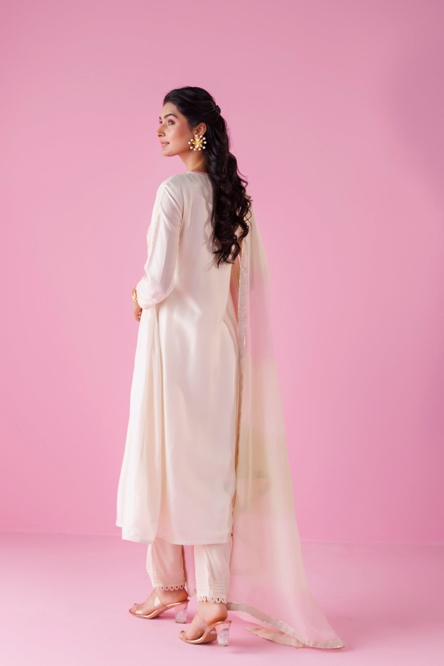 Leheriya Anarkali Silk Suit with Thread work