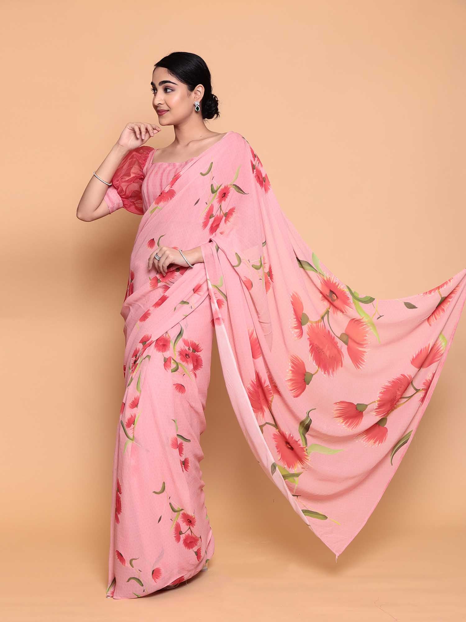 Printed Georgette  Saree