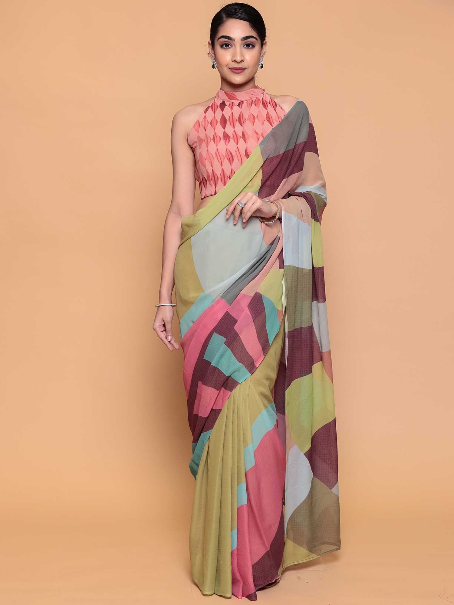 Printed Georgette  Saree