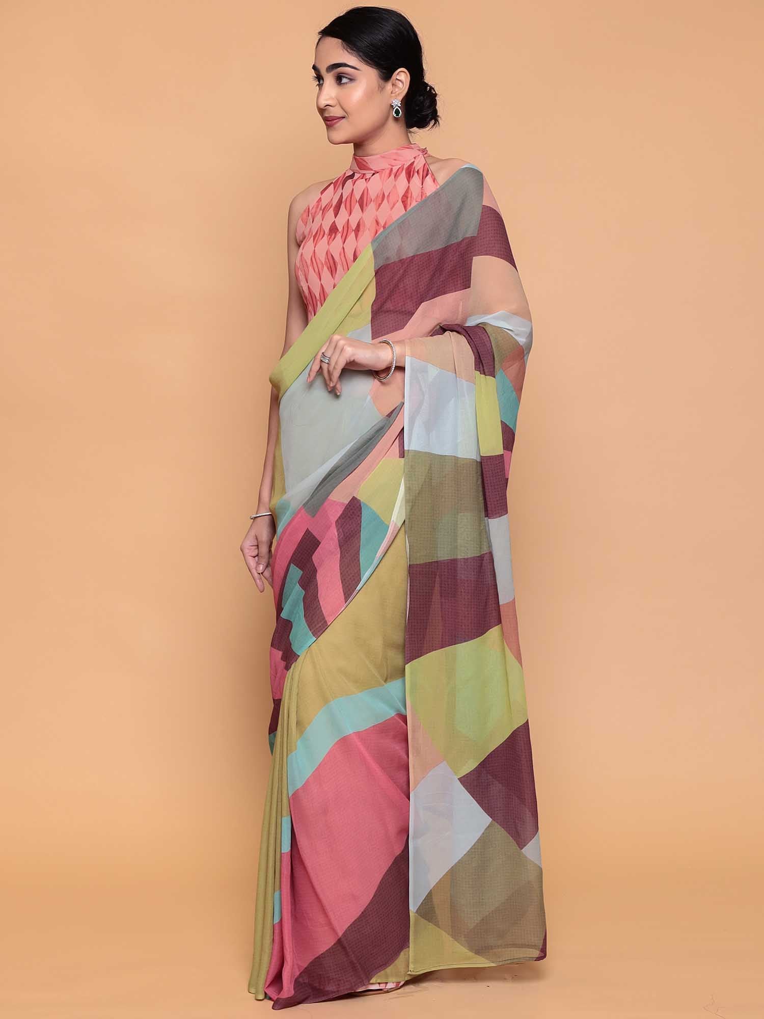 Printed Georgette  Saree