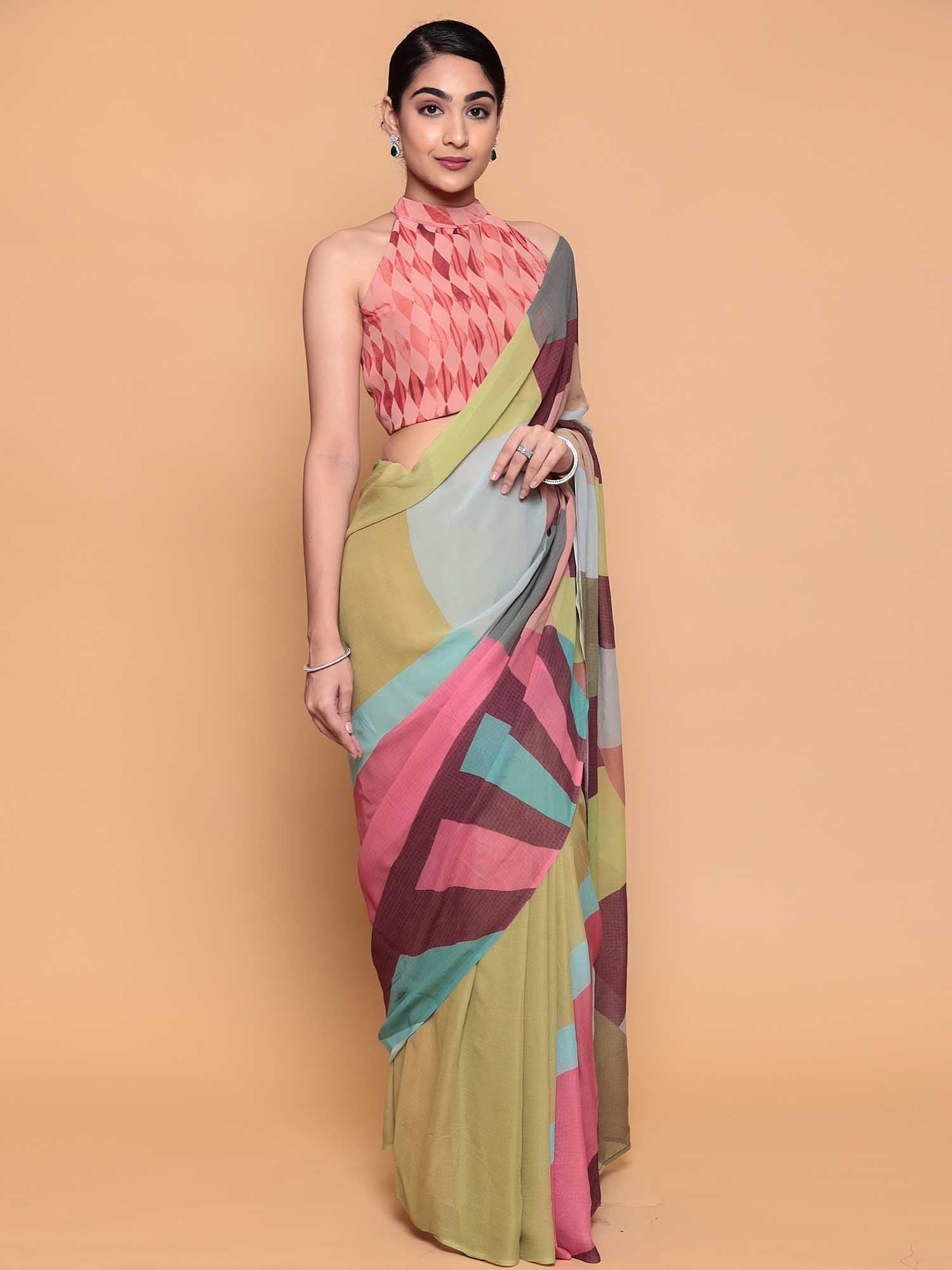 Printed Georgette  Saree