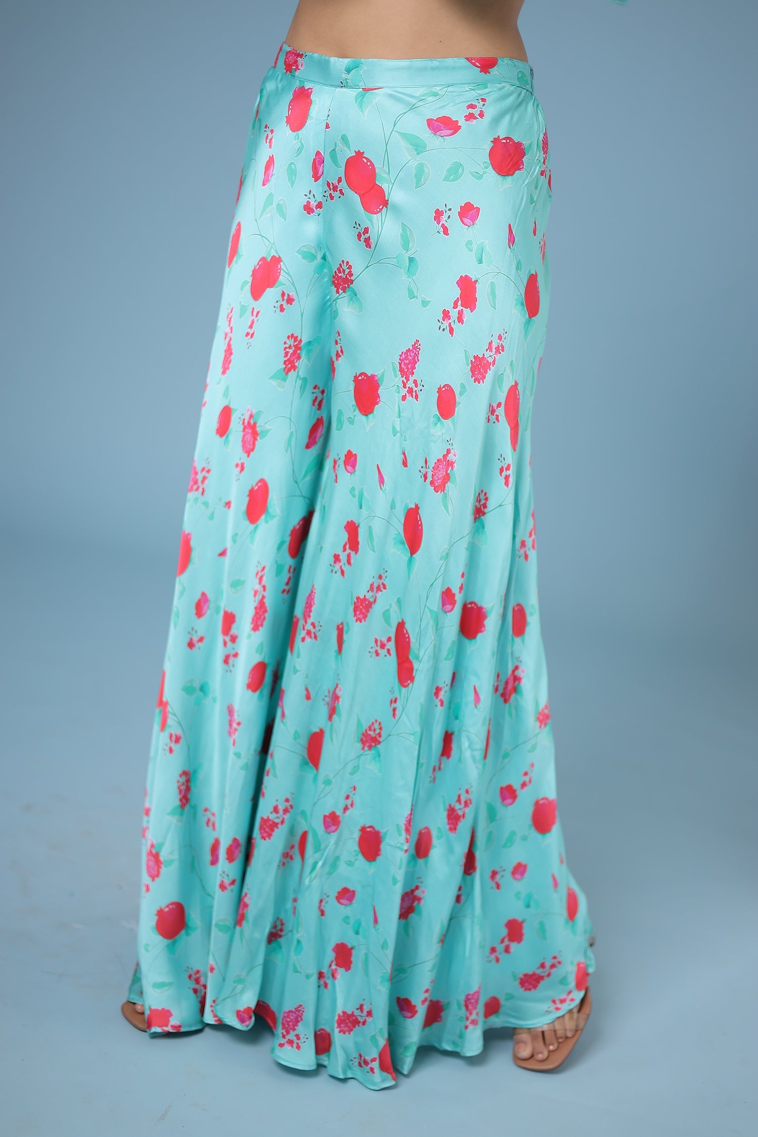 Printed Satin Silk Indowestern with Sequins work