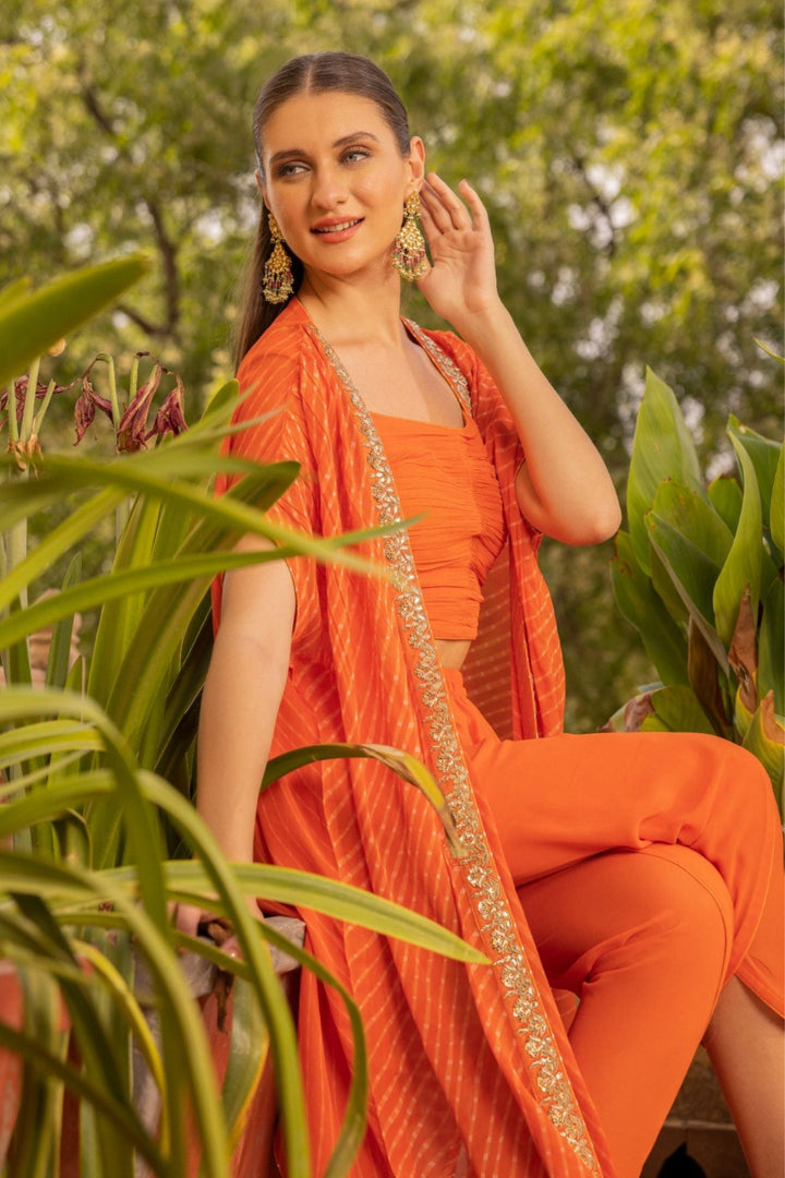 Mothra Georgette Suit Stitched (3Pcs) with Dhoti Pant and Cape Jacket