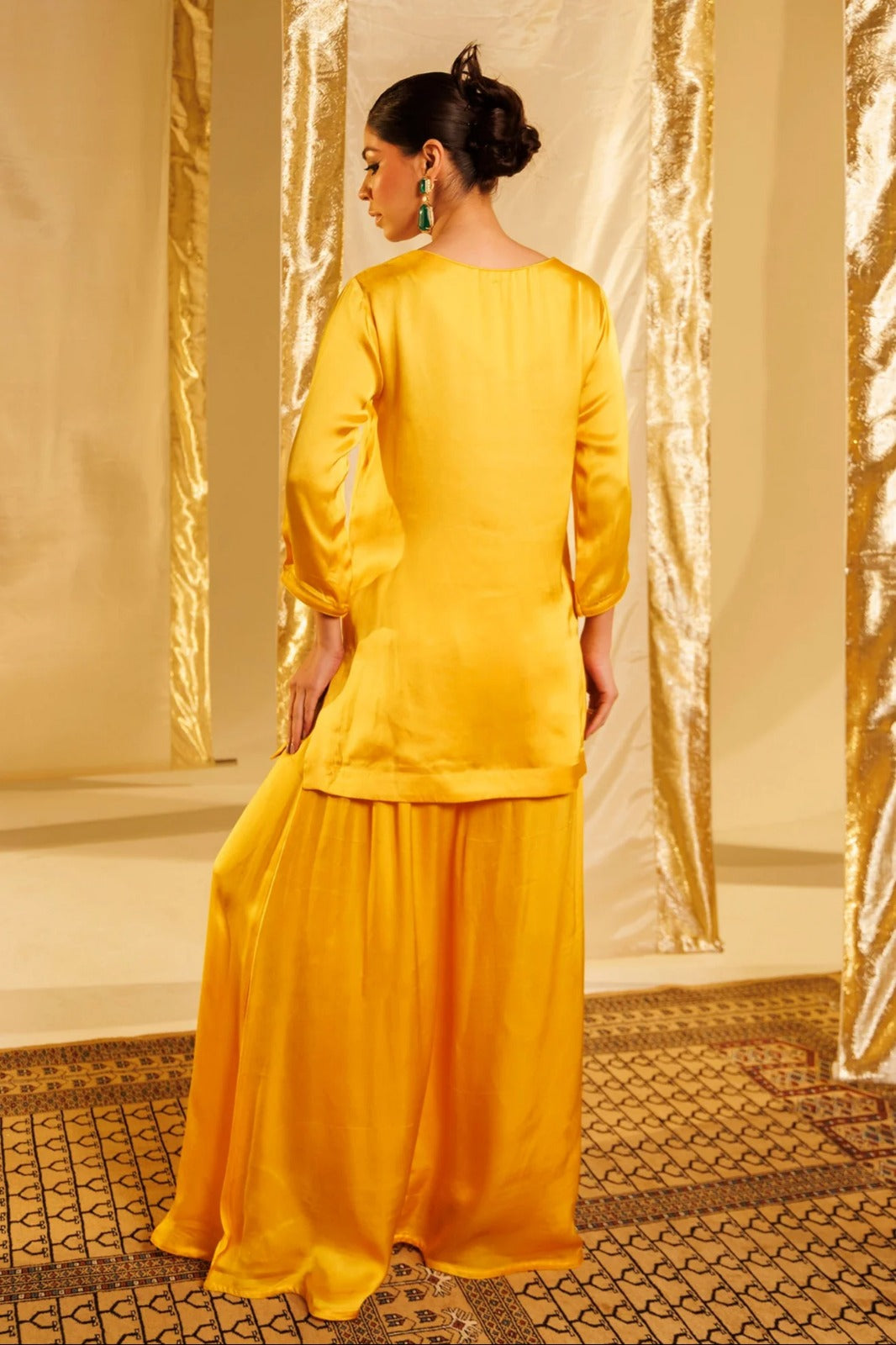 Satin Silk Indowestern with Dori and Sequins work