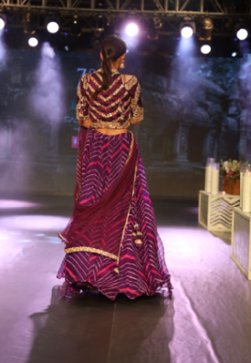 Leheriya Organza Lehenga Embroidered with Zardozi work