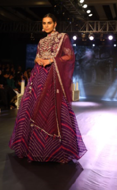 Leheriya Organza Lehenga Embroidered with Zardozi work