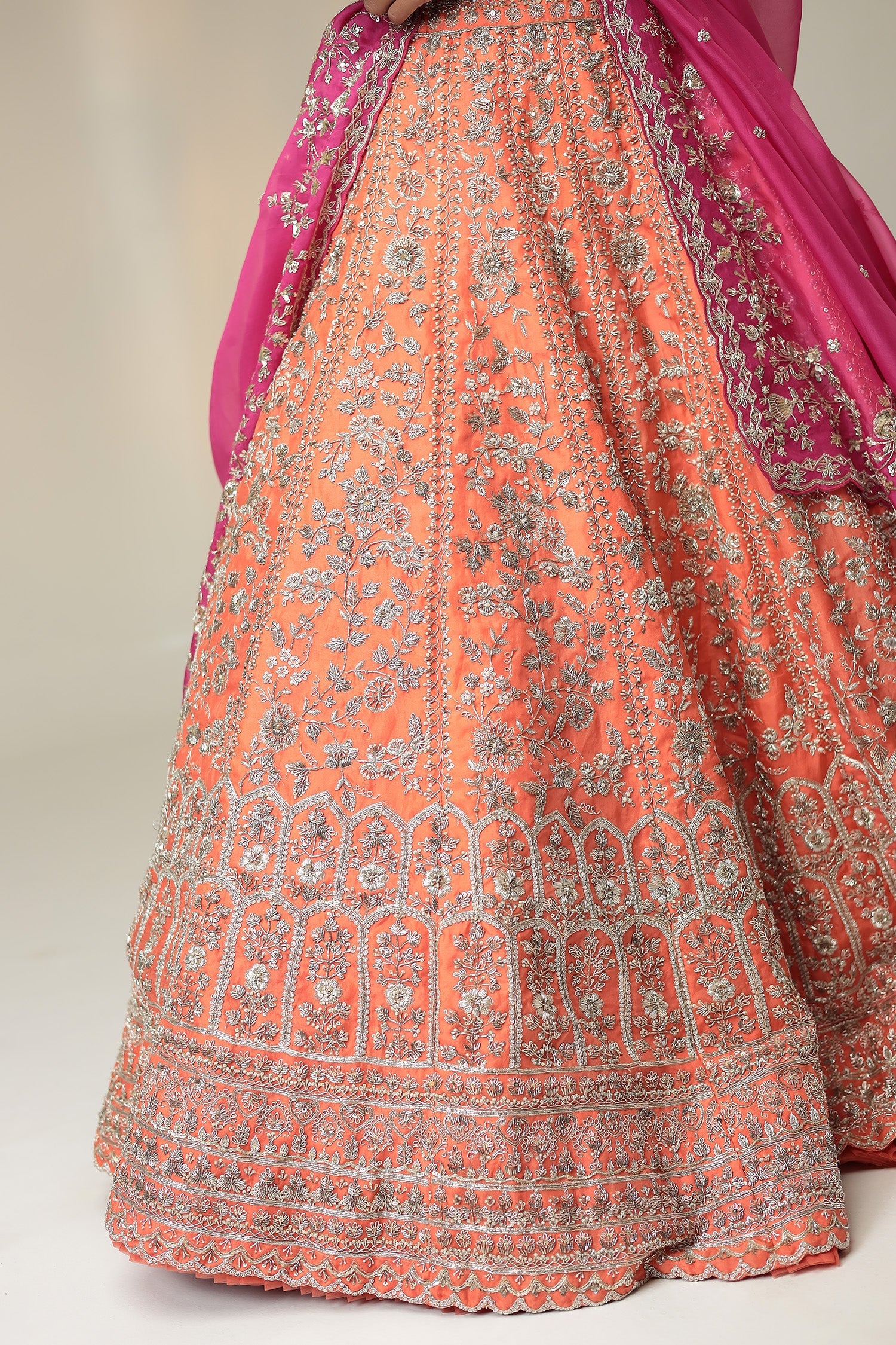 Organza Lehenga Embellished with Cutdana and Zardozi work