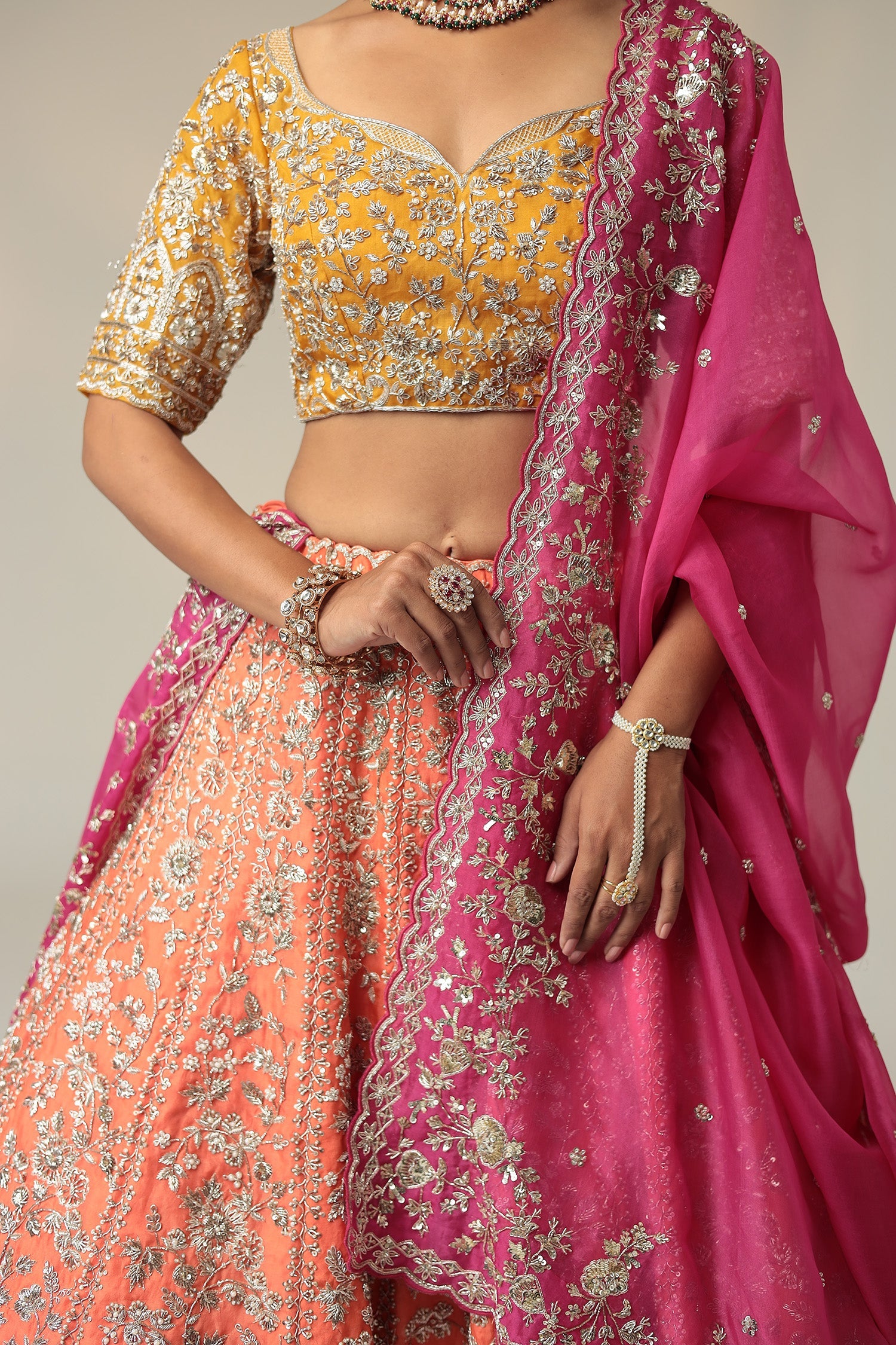 Organza Lehenga Embellished with Cutdana and Zardozi work