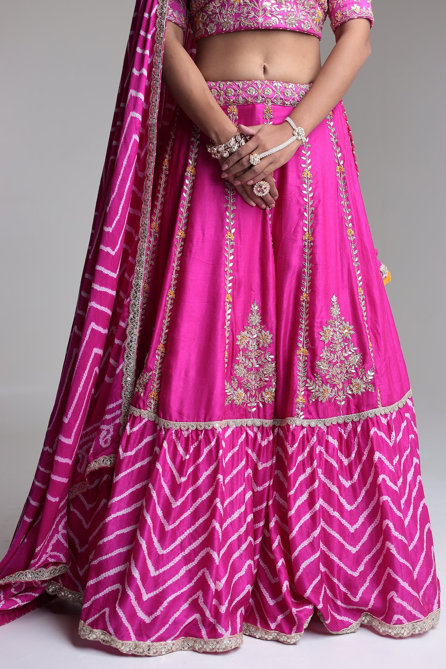 Leheriya Satin Silk Lehenga with Gota Patti and Embroidered  work