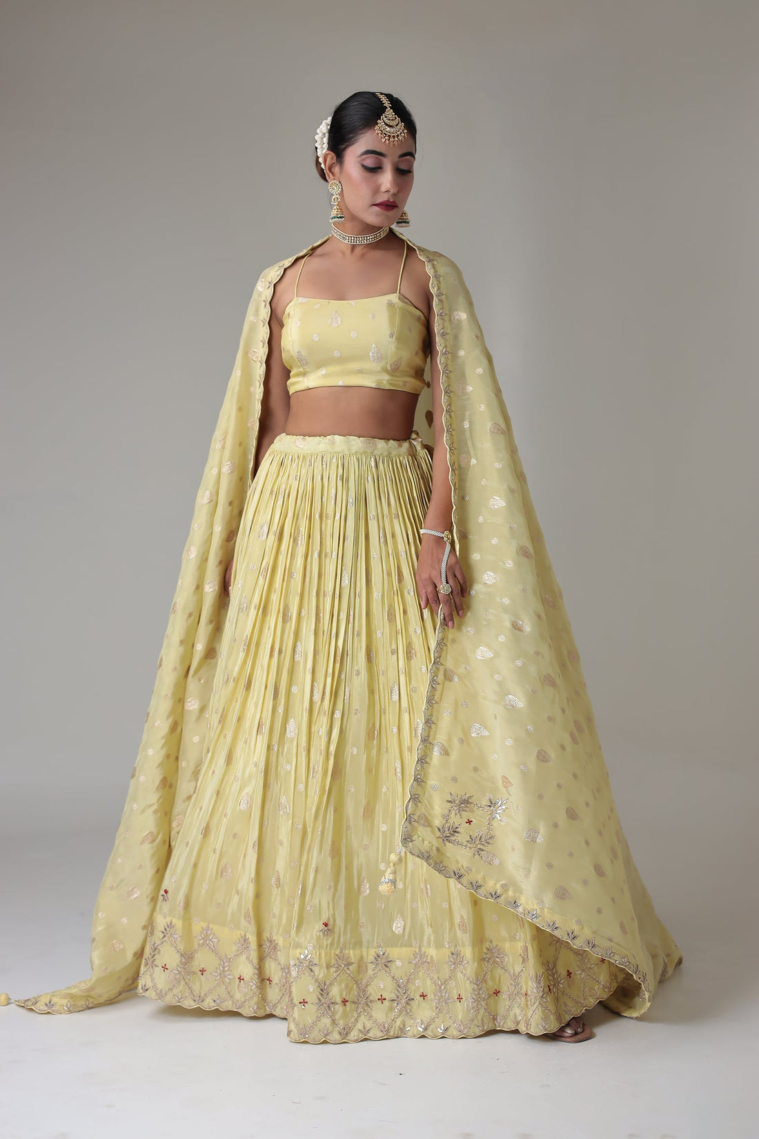 Banarasi Tissue Lehenga with Gota Patti and Embroidered work