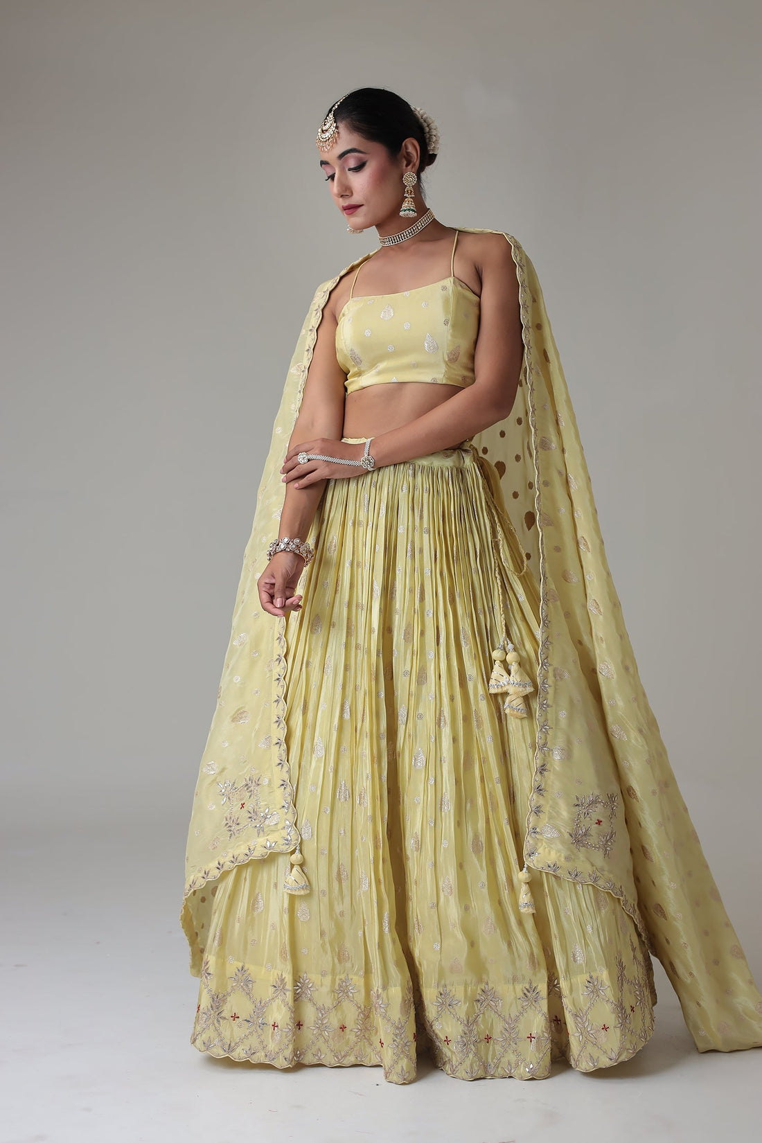 Banarasi Tissue Lehenga with Gota Patti and Embroidered work