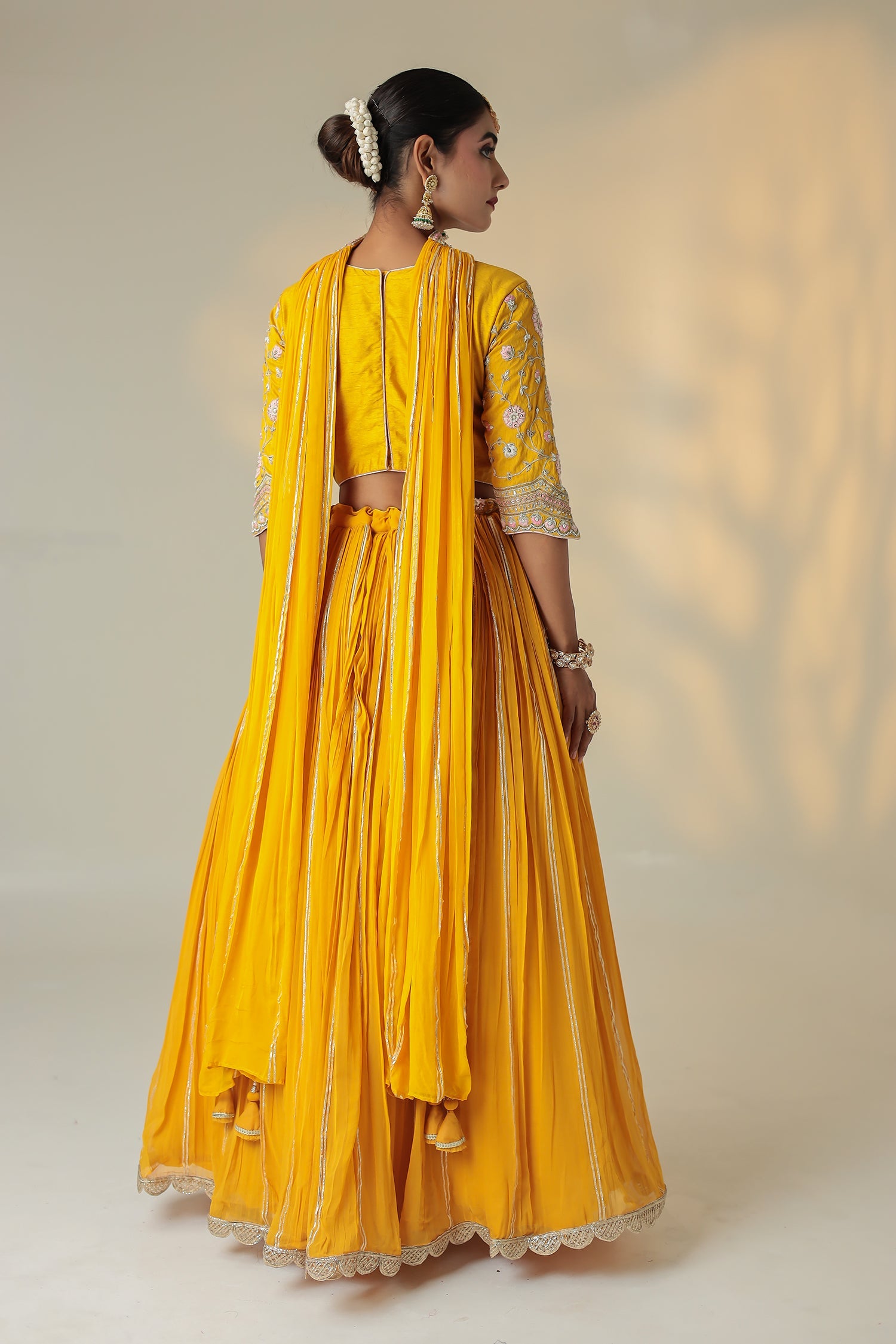 Georgette Lehenga Embroidered with Pearl and Zardozi work