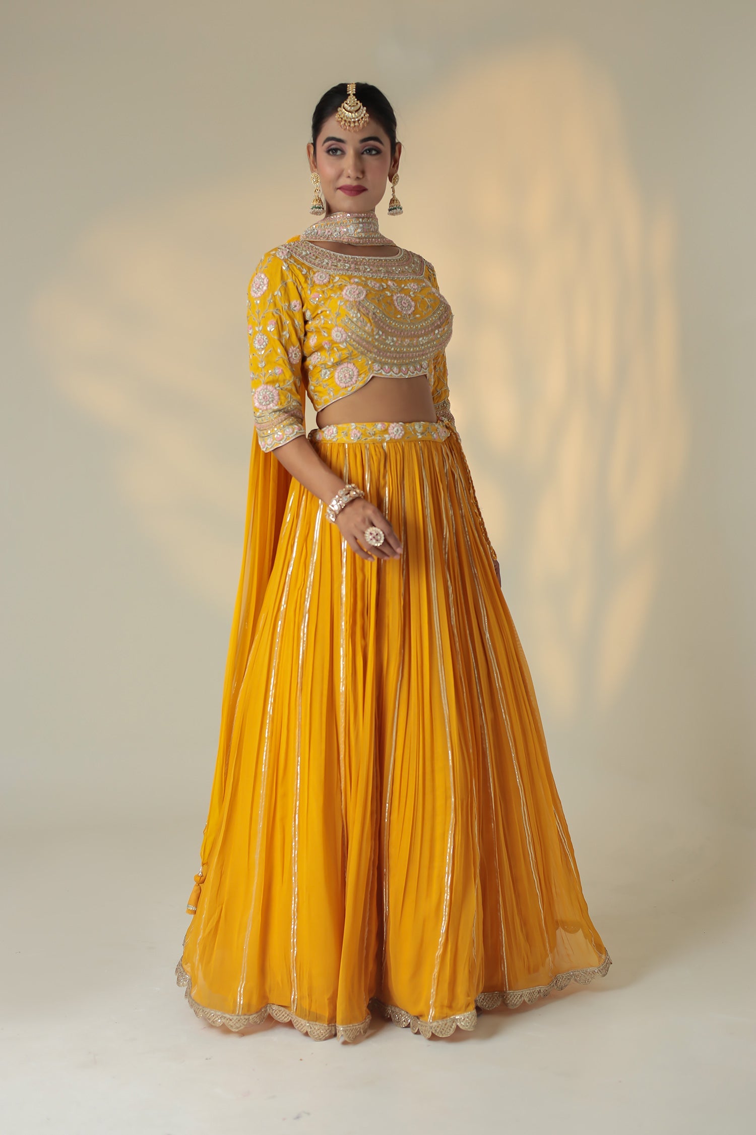 Georgette Lehenga Embroidered with Pearl and Zardozi work