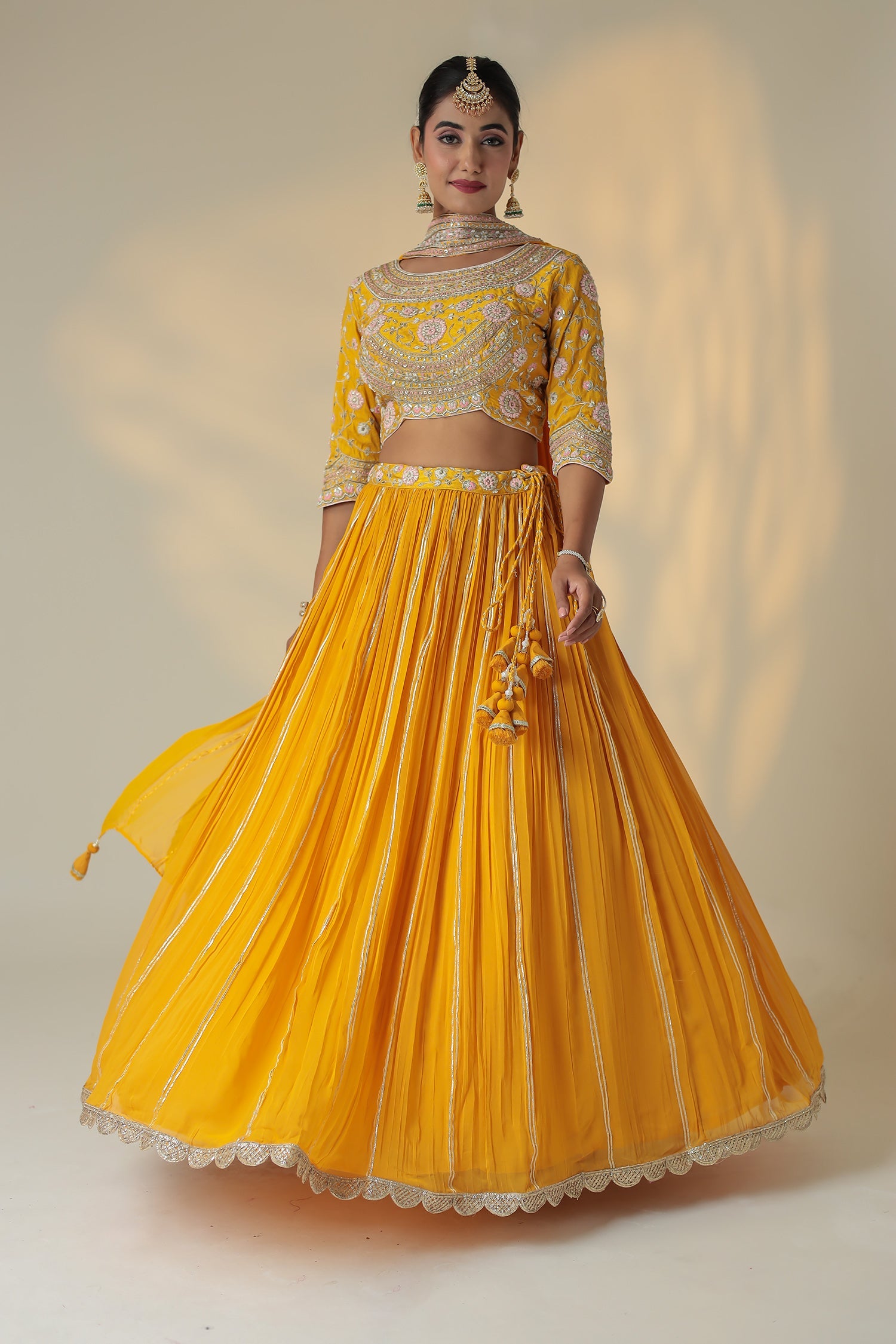 Georgette Lehenga Embroidered with Pearl and Zardozi work