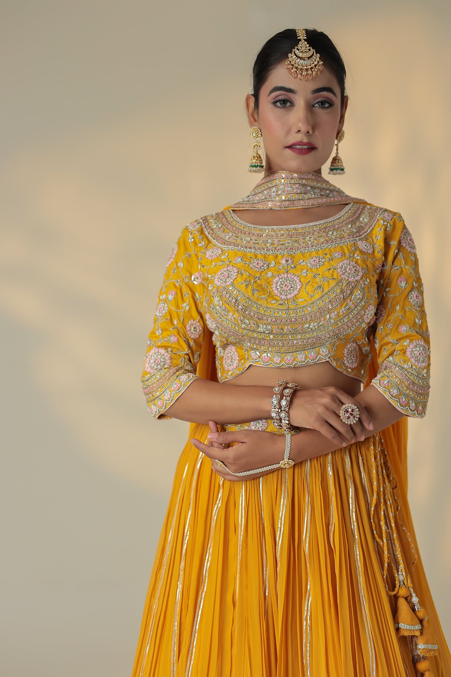 Georgette Lehenga Embroidered with Pearl and Zardozi work