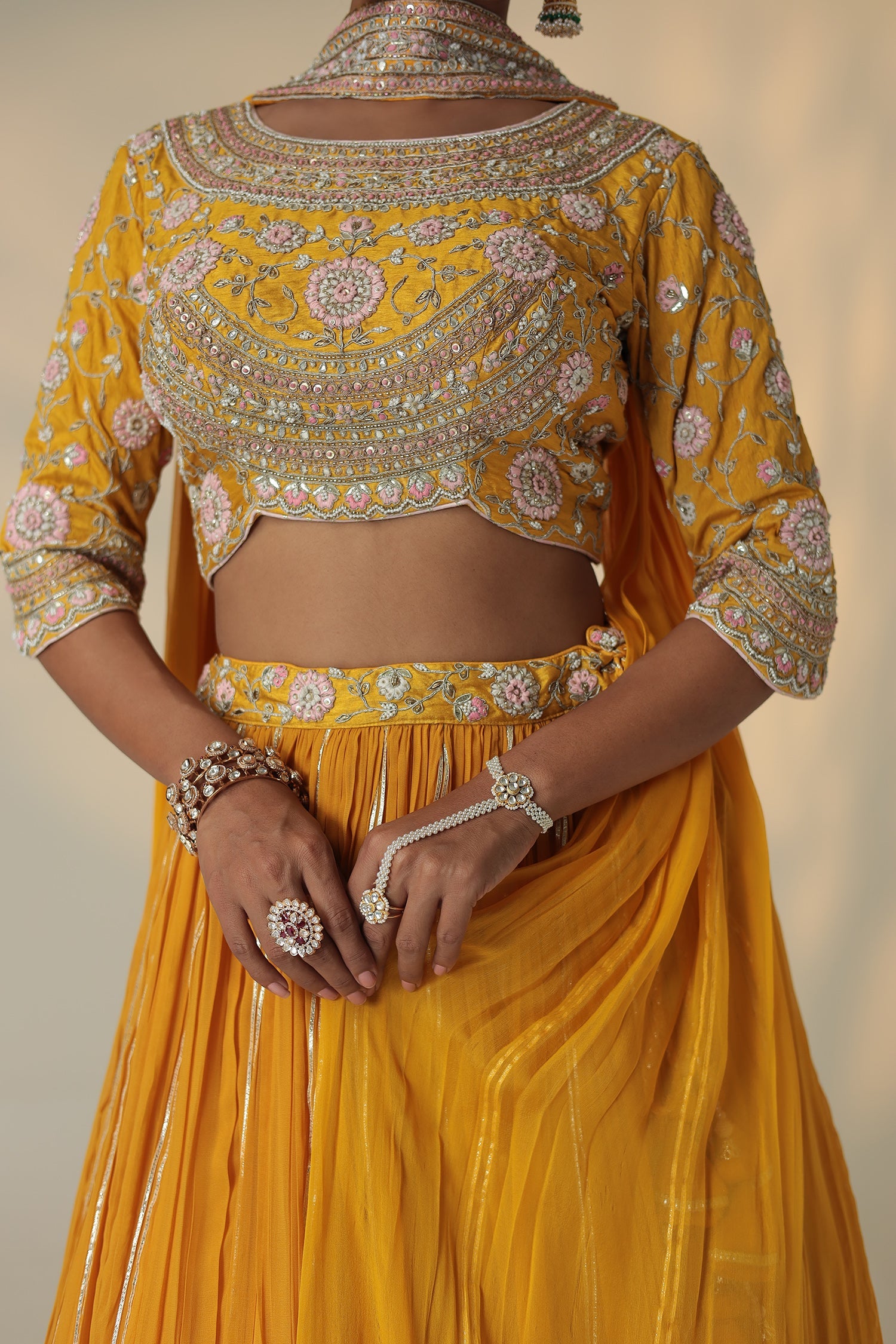 Georgette Lehenga Embroidered with Pearl and Zardozi work
