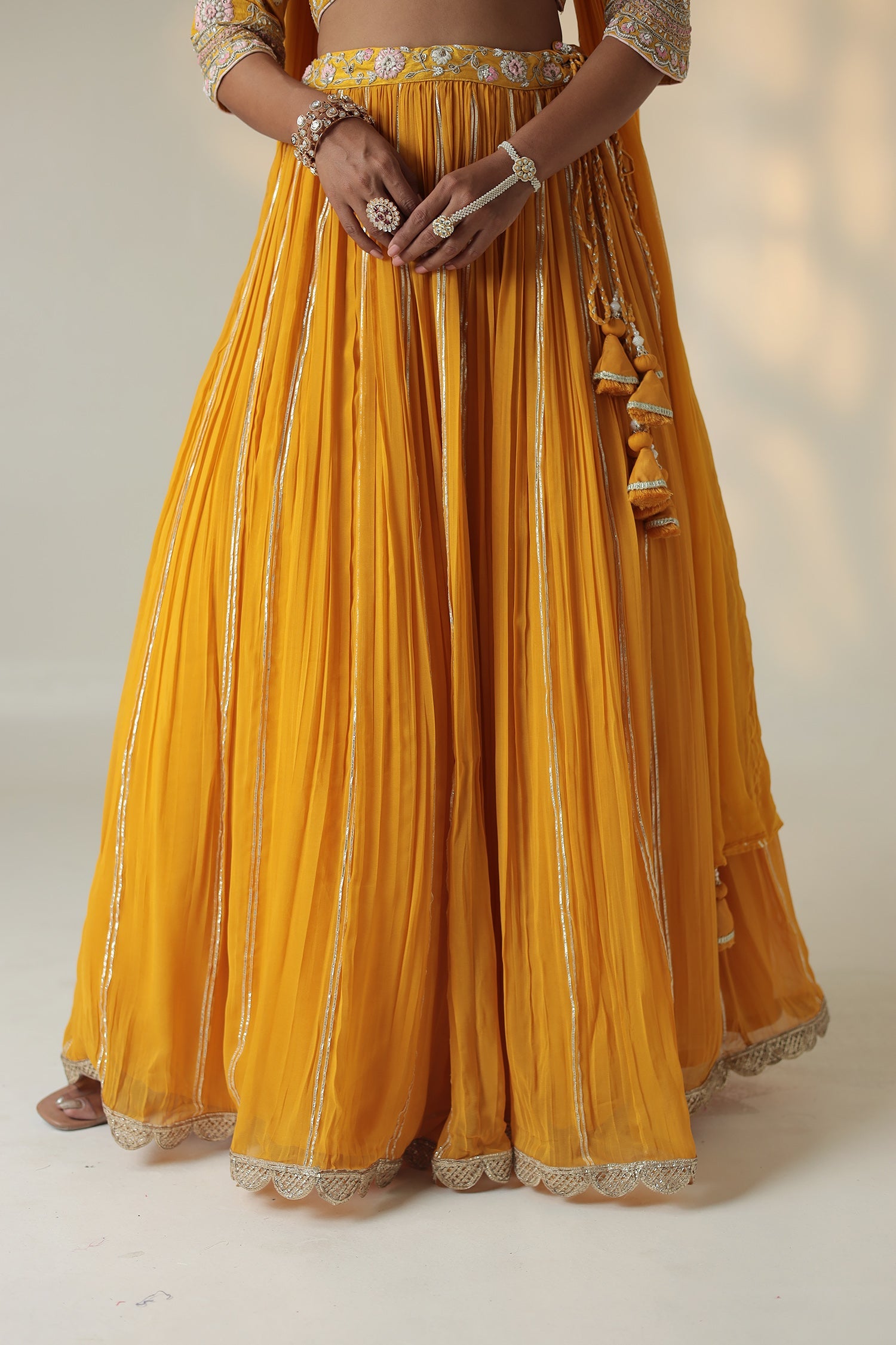 Georgette Lehenga Embroidered with Pearl and Zardozi work