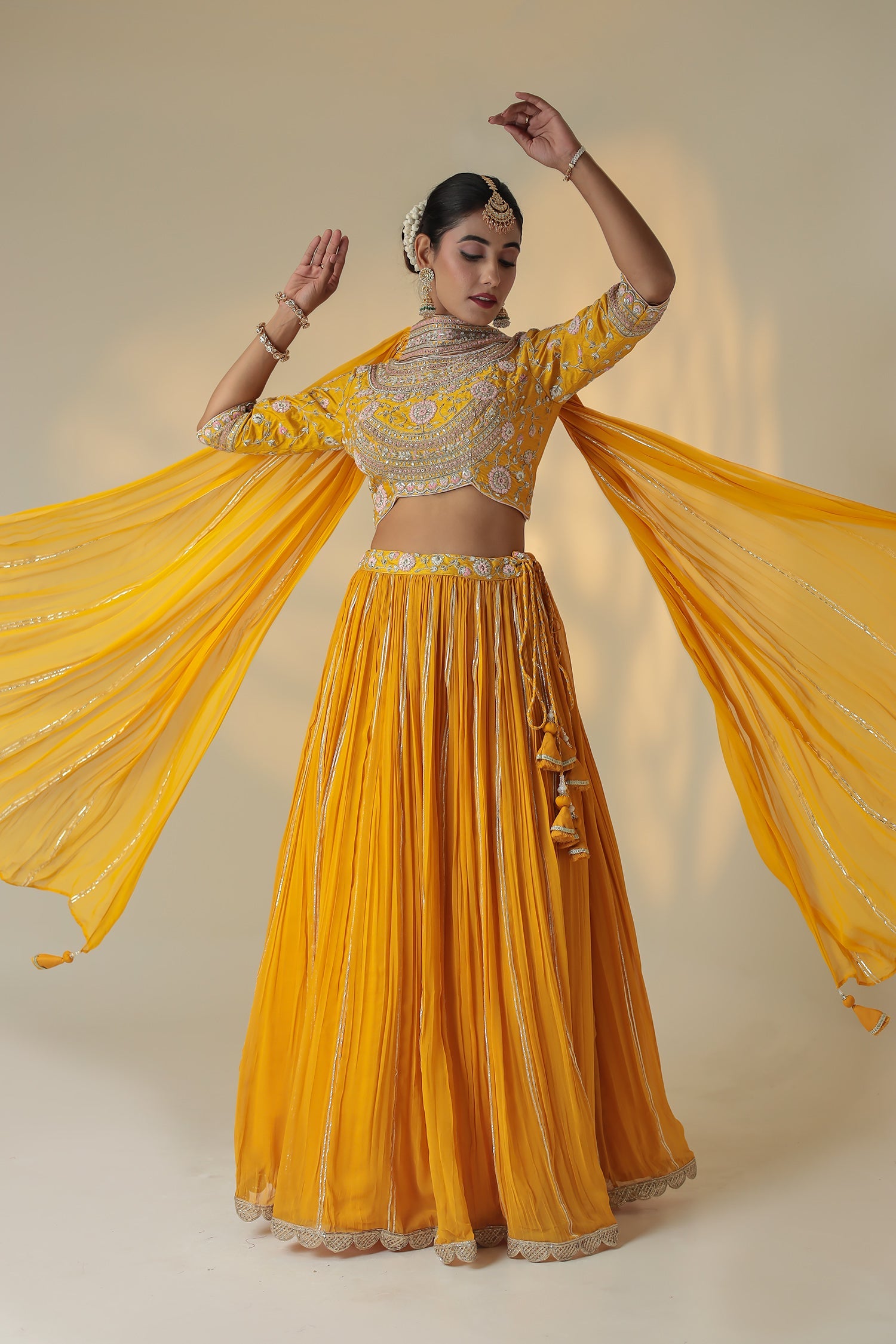 Georgette Lehenga Embroidered with Pearl and Zardozi work