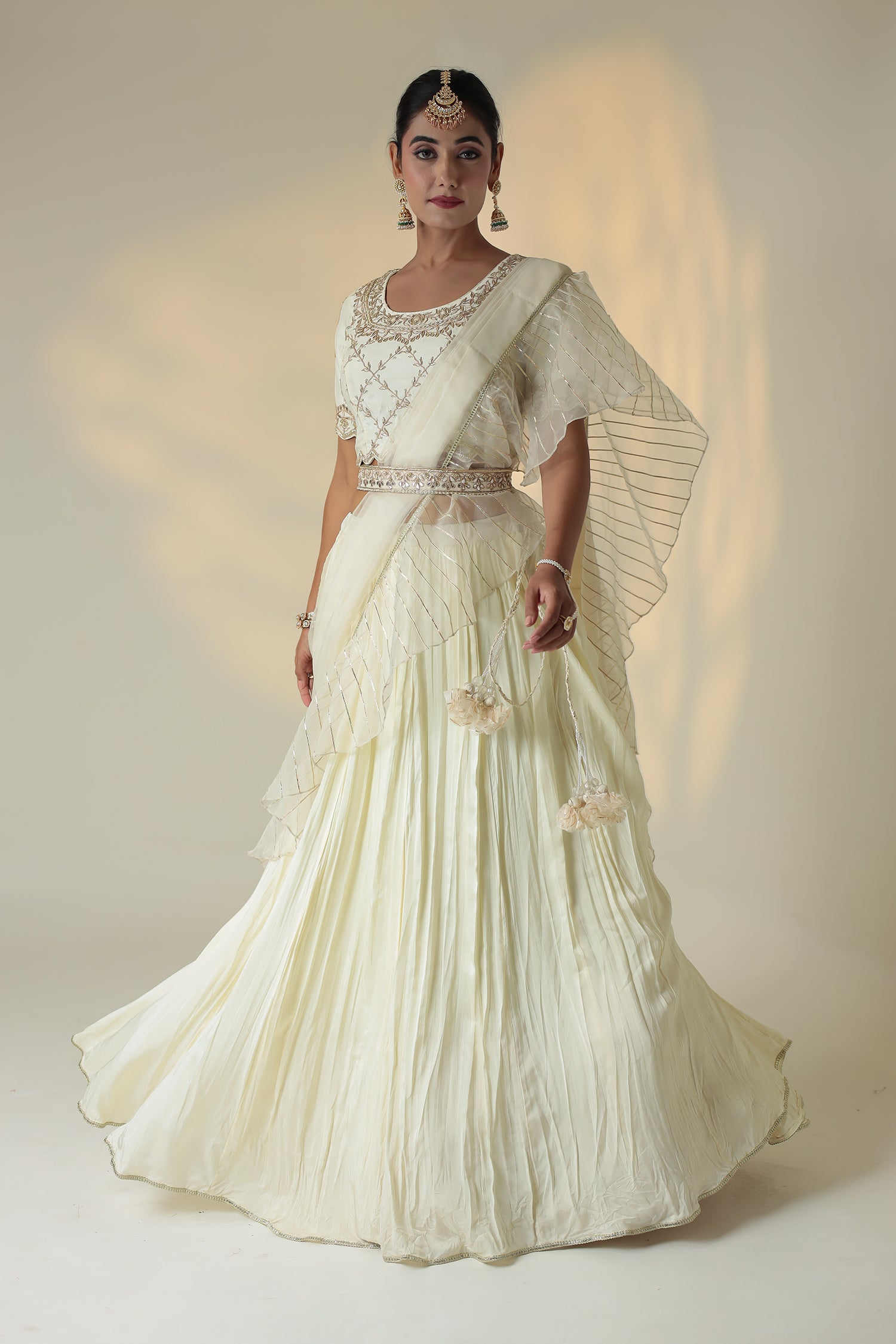 Silk Lehenga Embroidered  with Gota Patti and Zardozi work