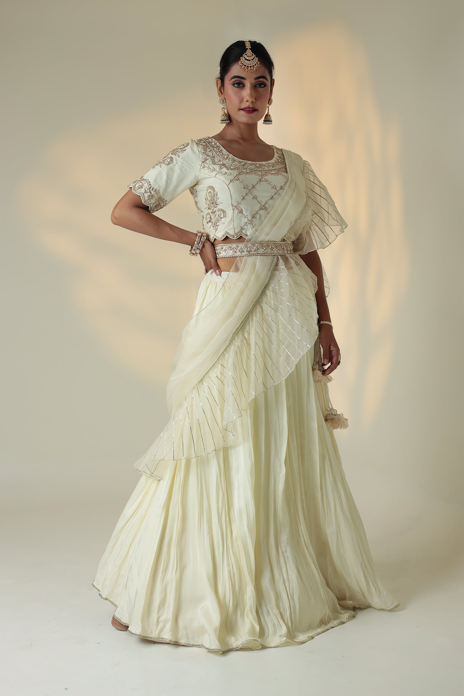 Silk Lehenga Embroidered  with Gota Patti and Zardozi work