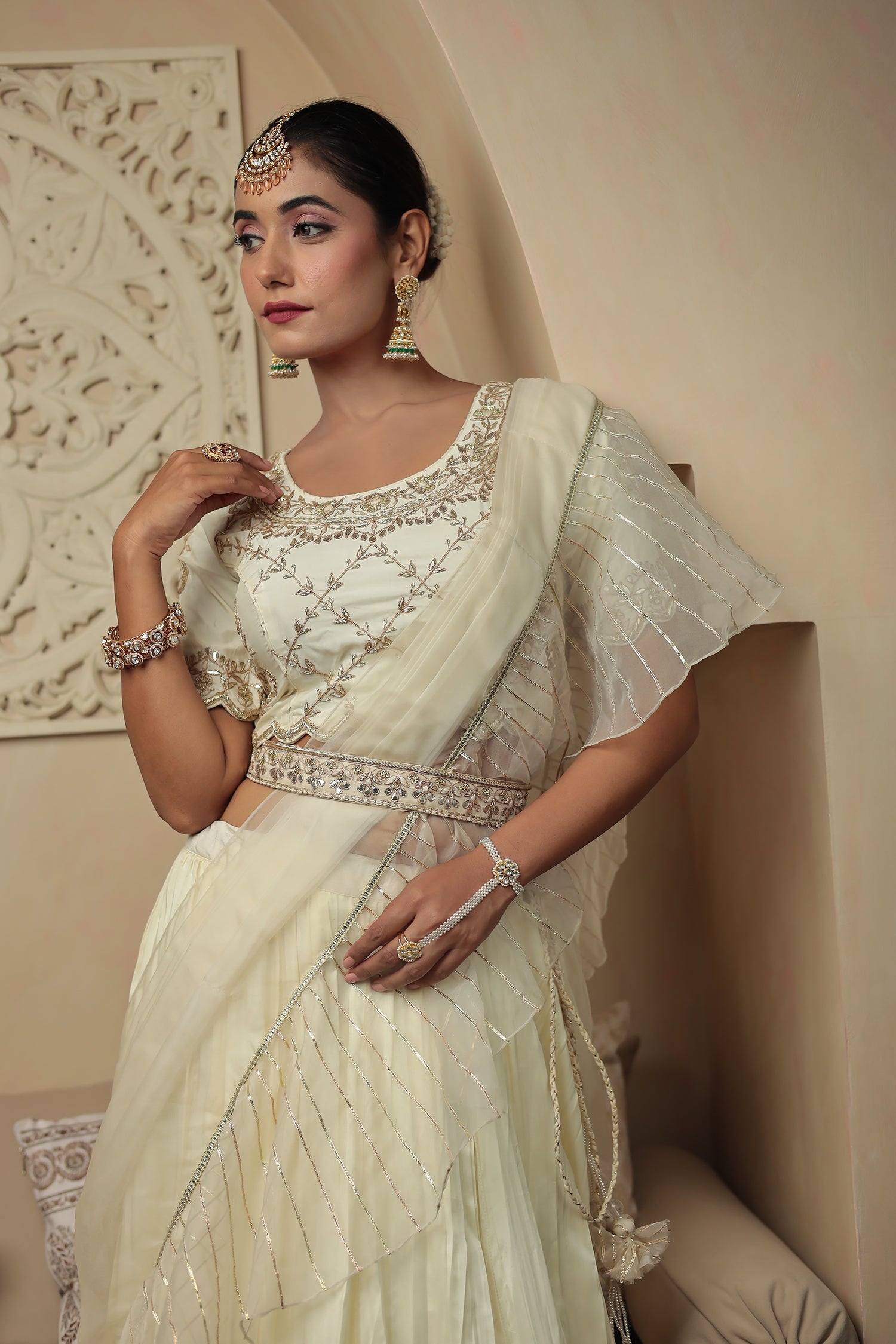 Silk Lehenga Embroidered  with Gota Patti and Zardozi work