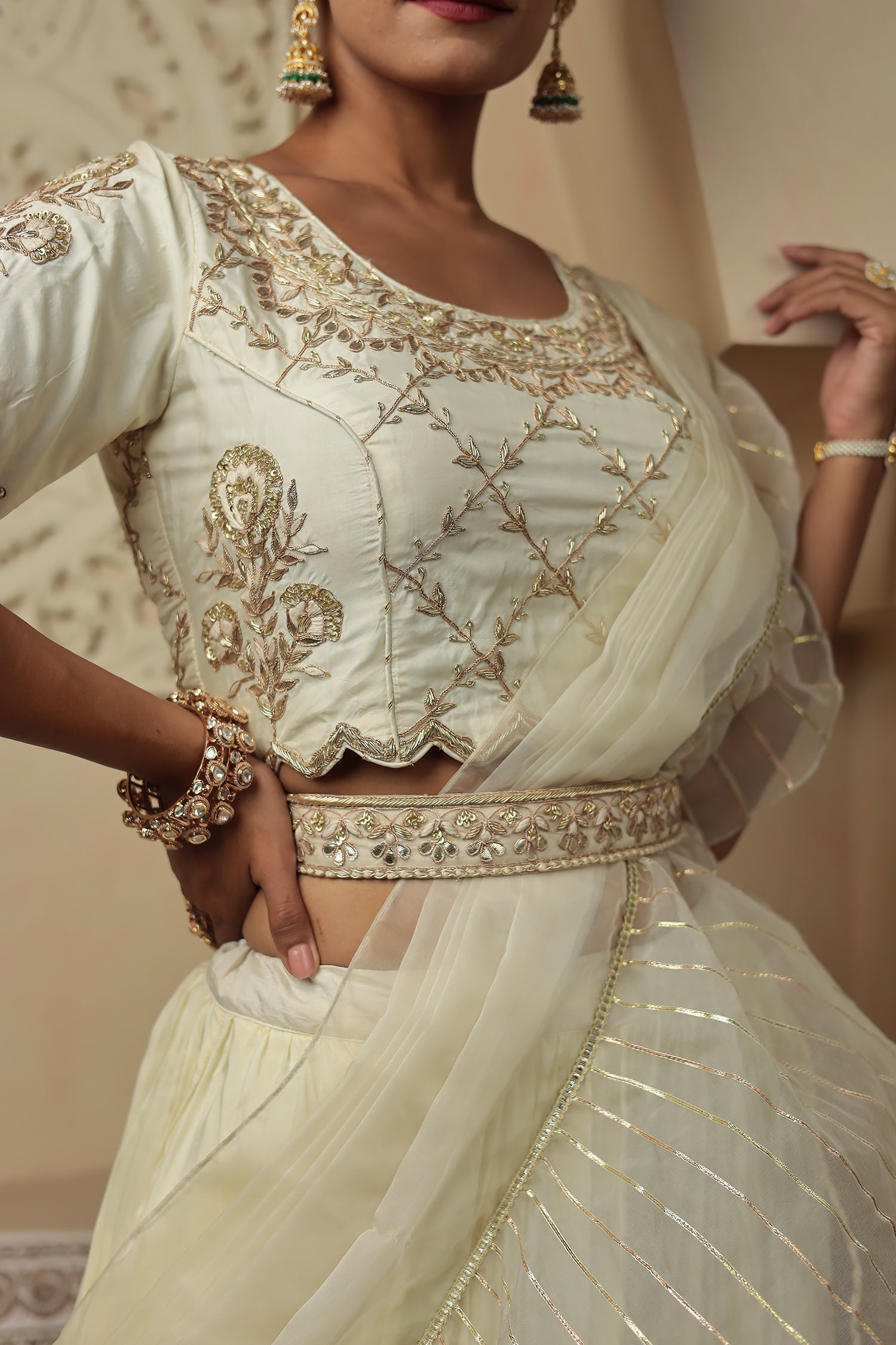 Silk Lehenga Embroidered  with Gota Patti and Zardozi work