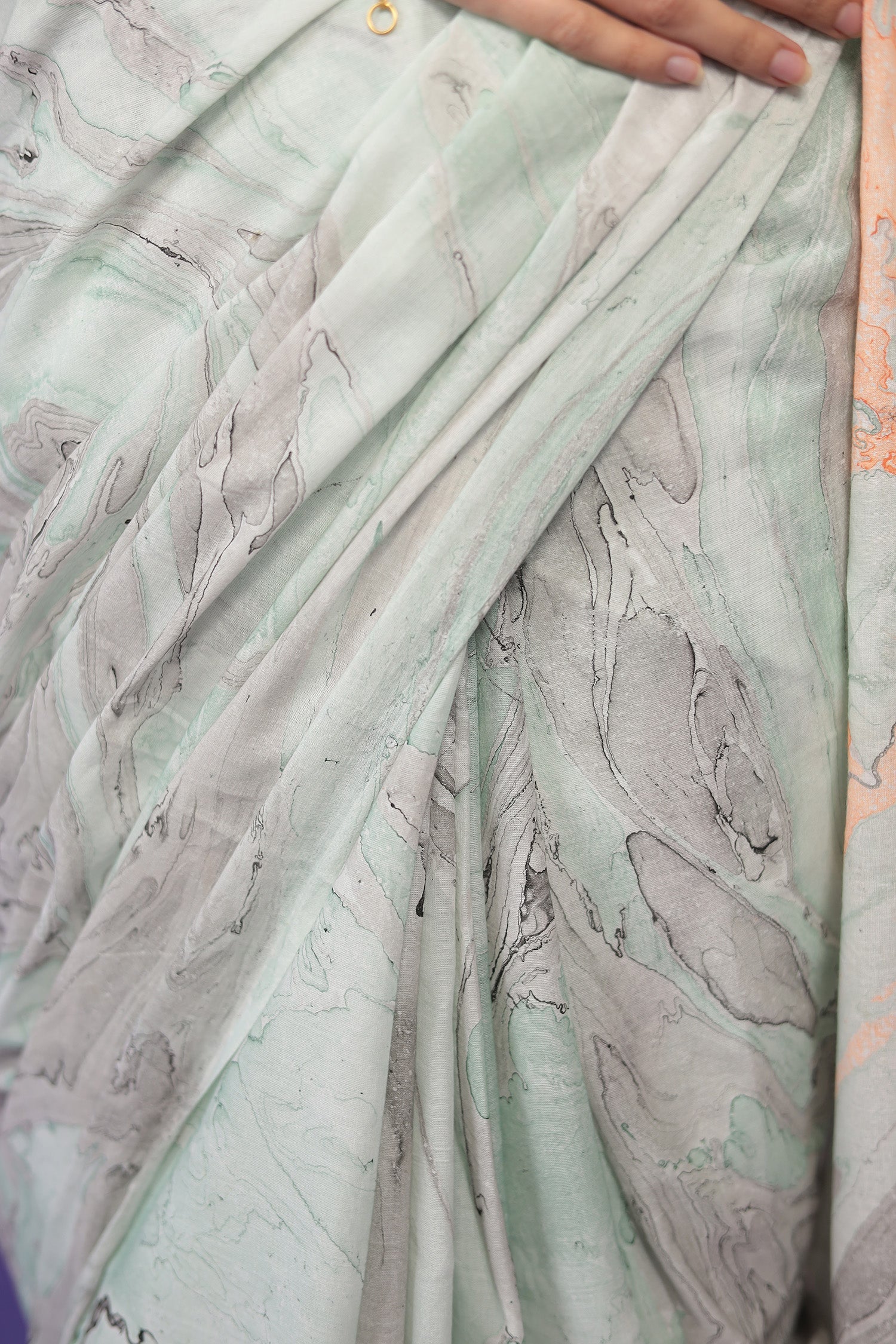 Mulmul Cotton Saree with Marble print