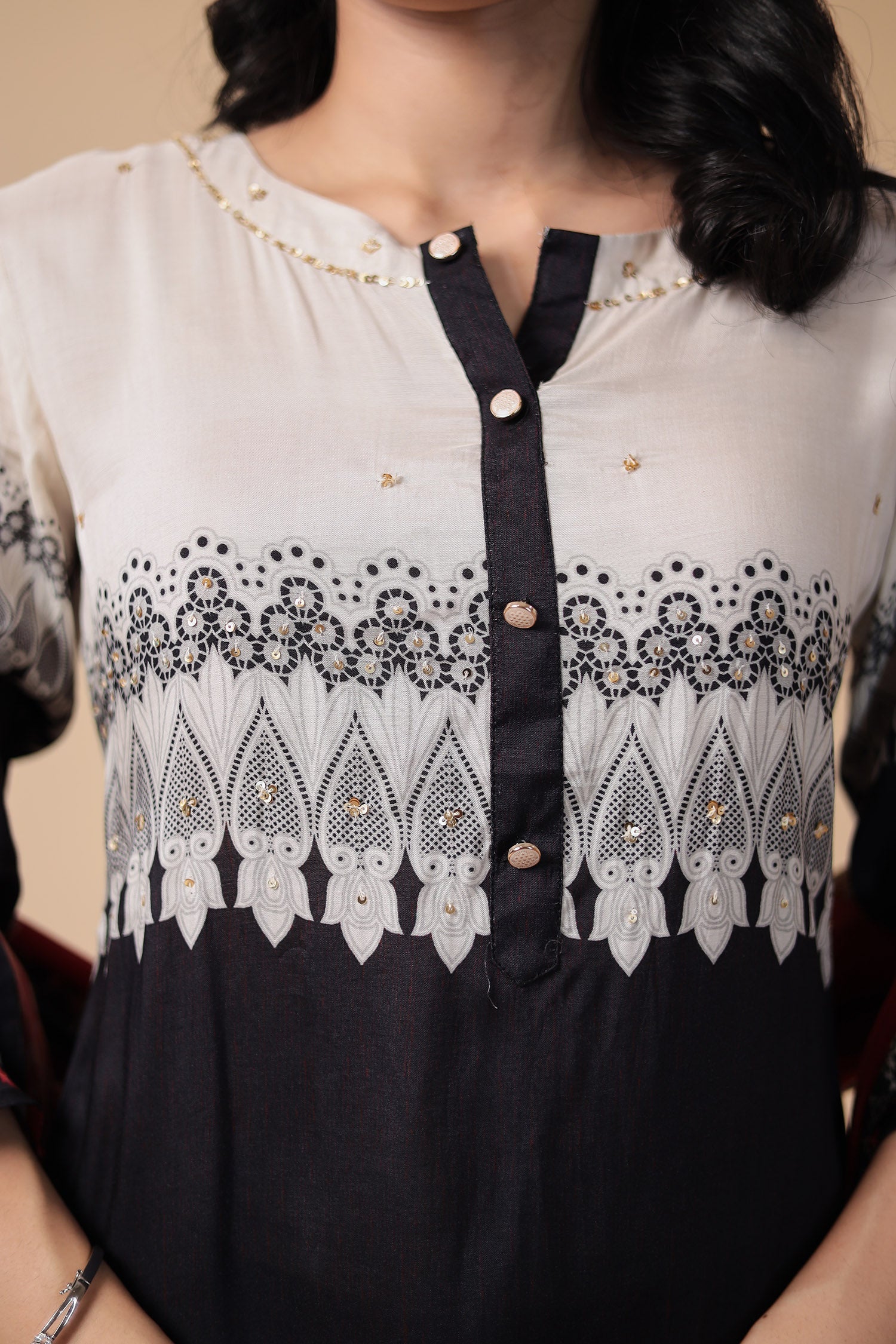 Printed Silk Blend Kurta Set Stitched