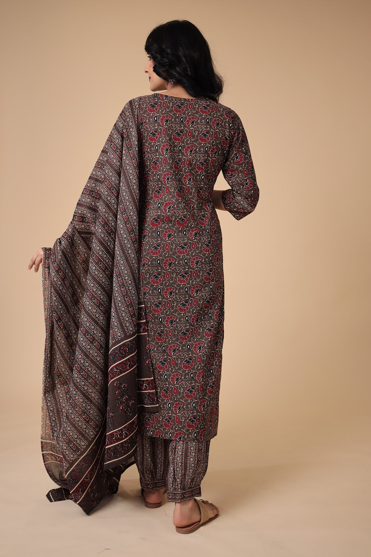 Printed Cotton Kurta Set Stitched with Embroidered work