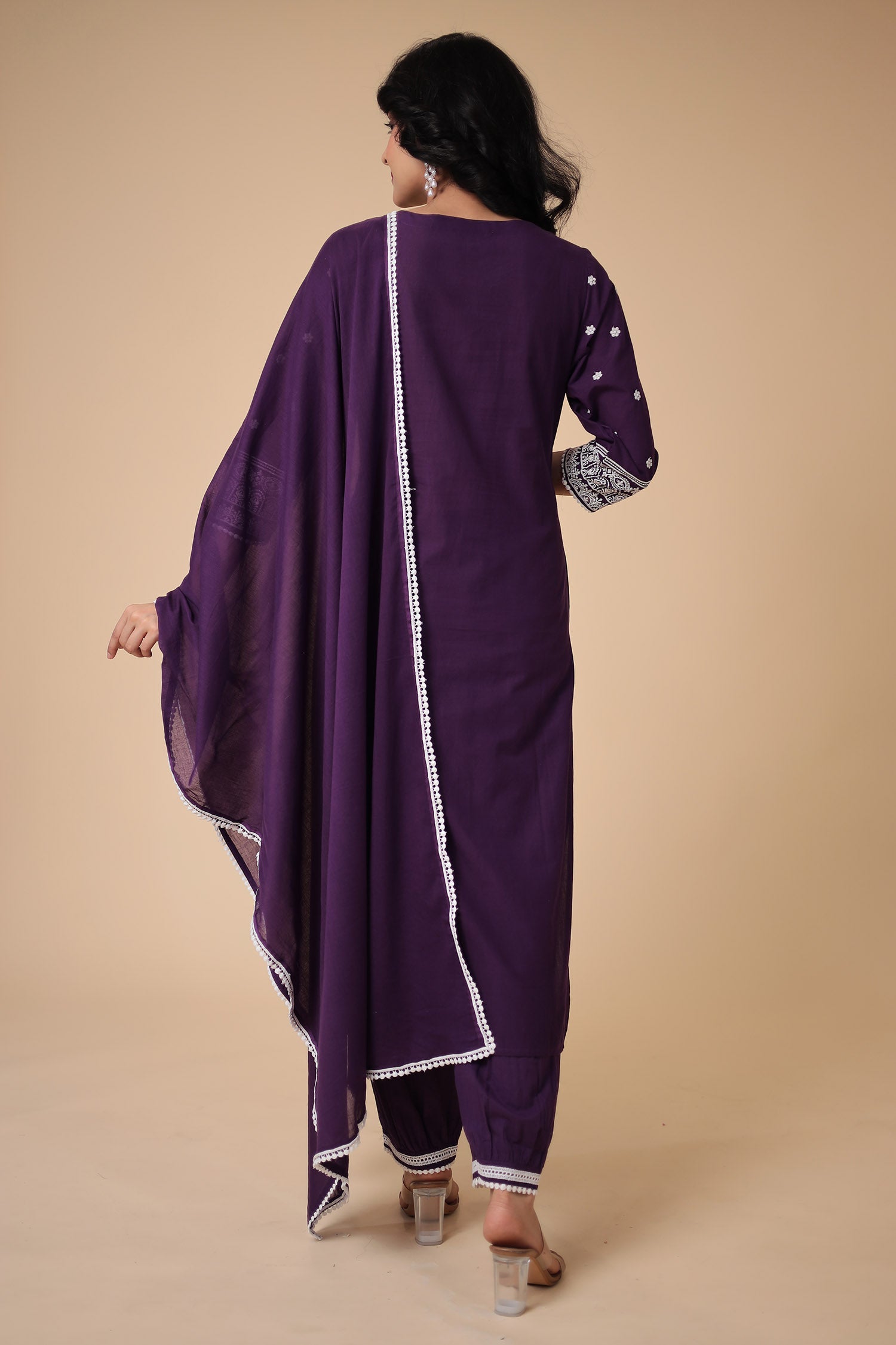 Mulmul Cotton Kurta Set Stitched with Embroidered work