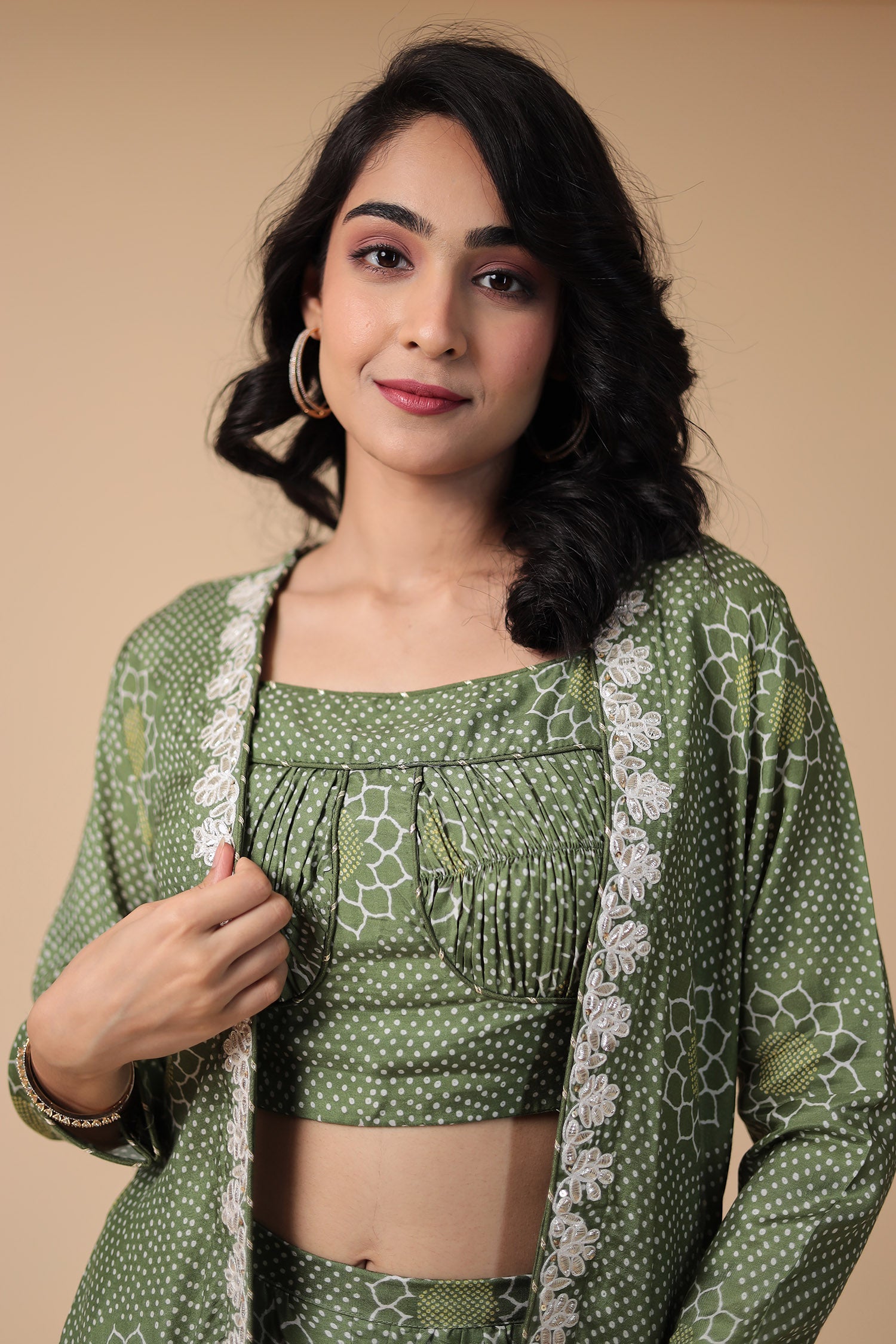 Bandhej Silk Blend Indowestern with Embroidered work.