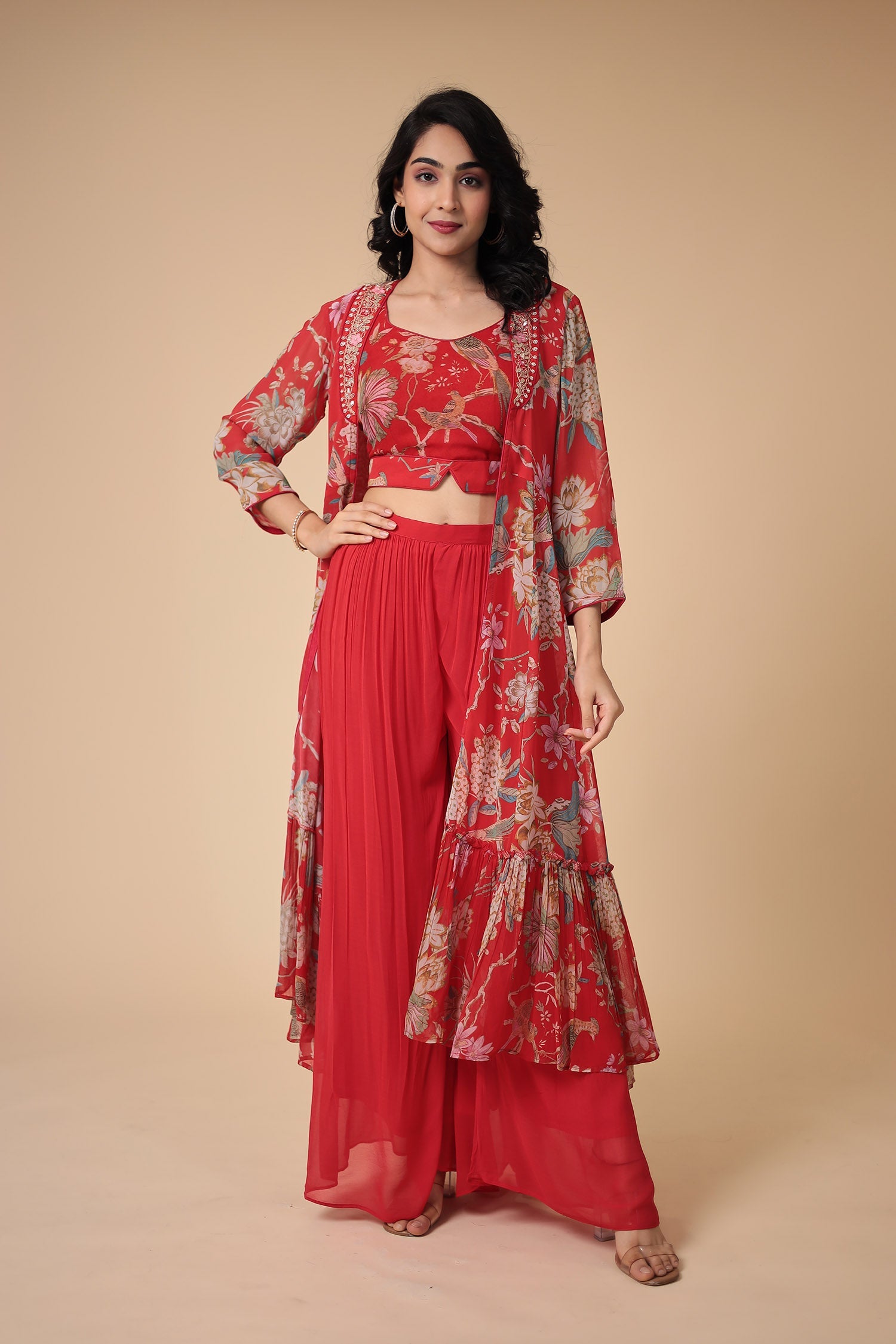 Printed Georgette Indowestern with Embroidered work