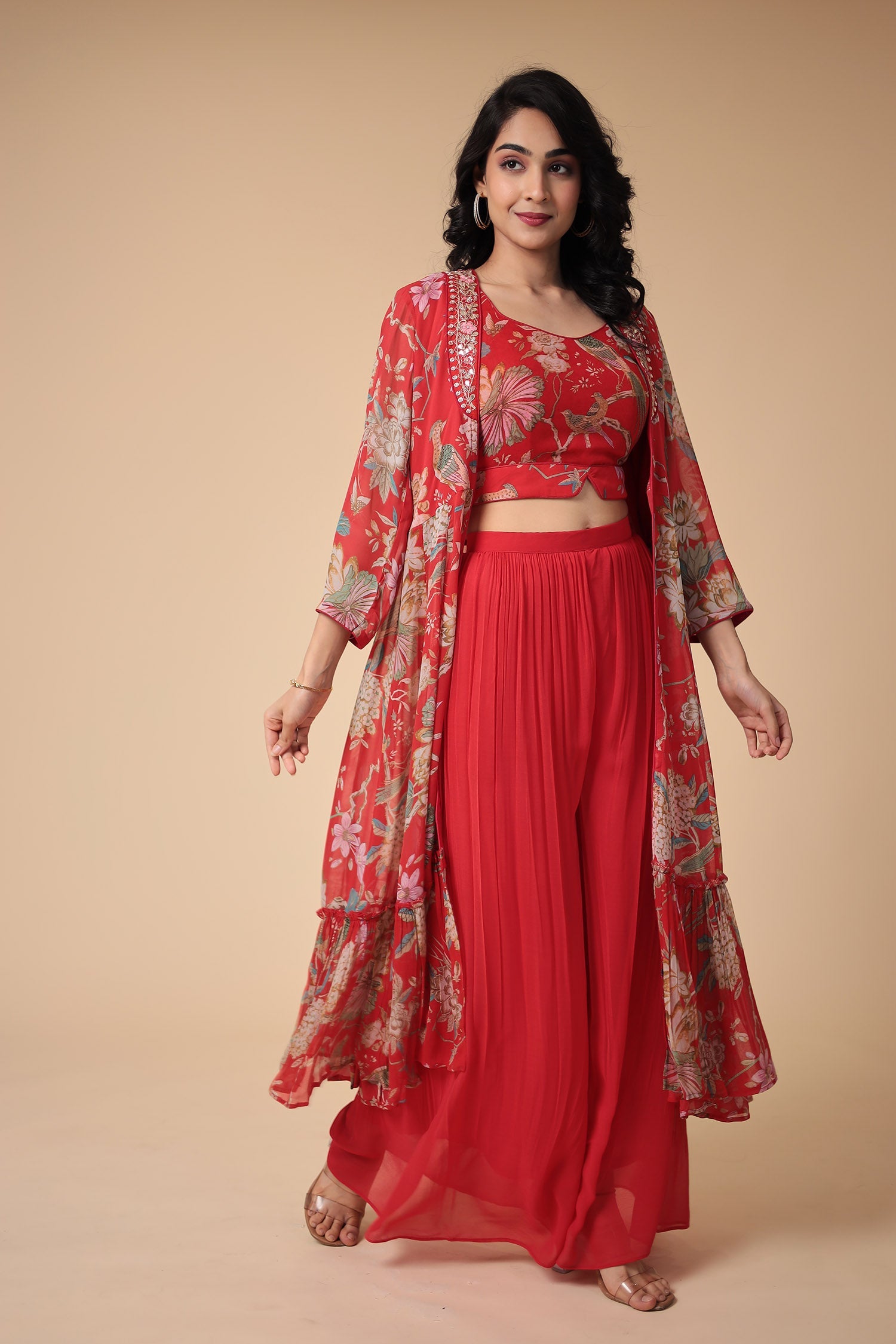 Printed Georgette Indowestern with Embroidered work