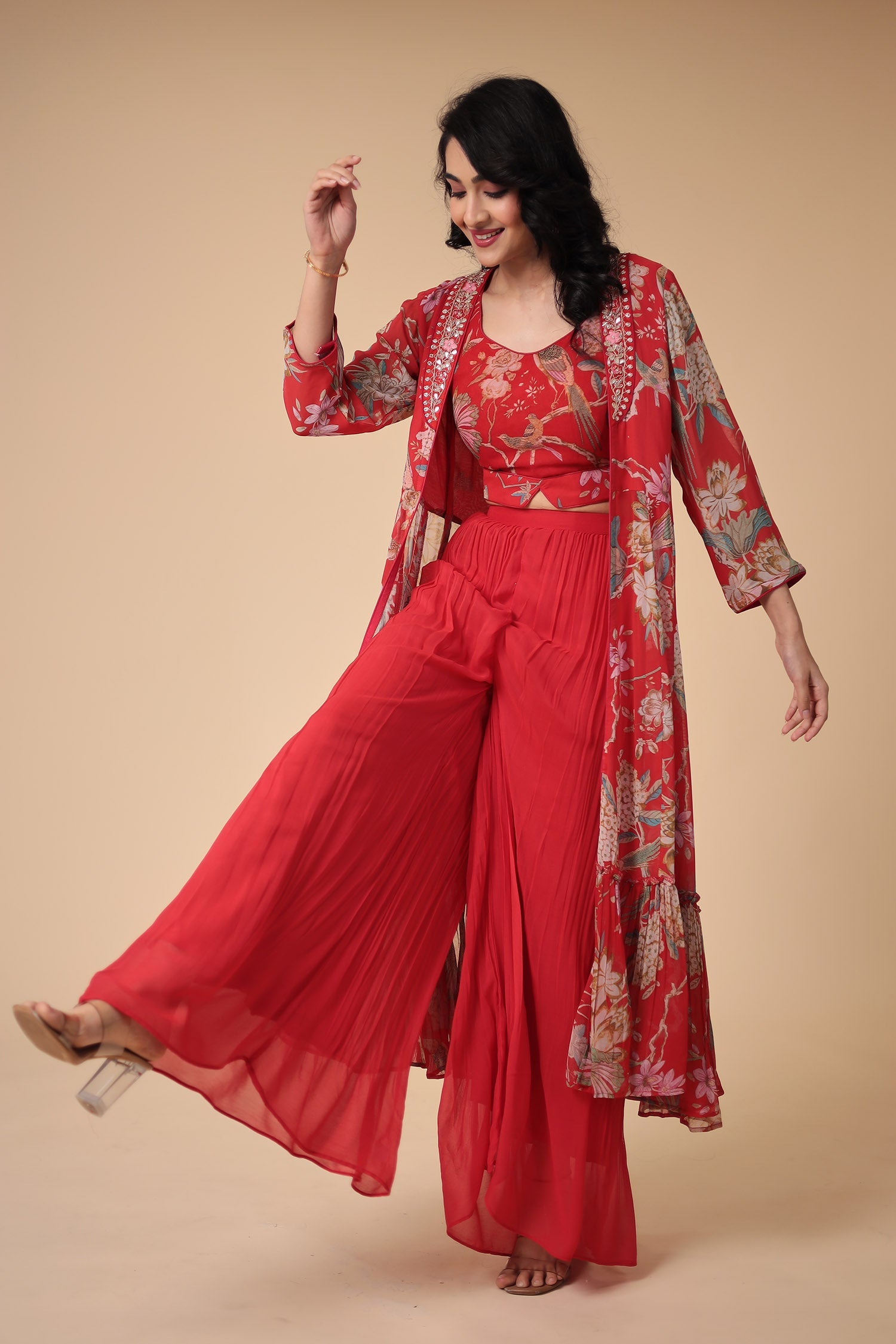 Printed Georgette Indowestern with Embroidered work