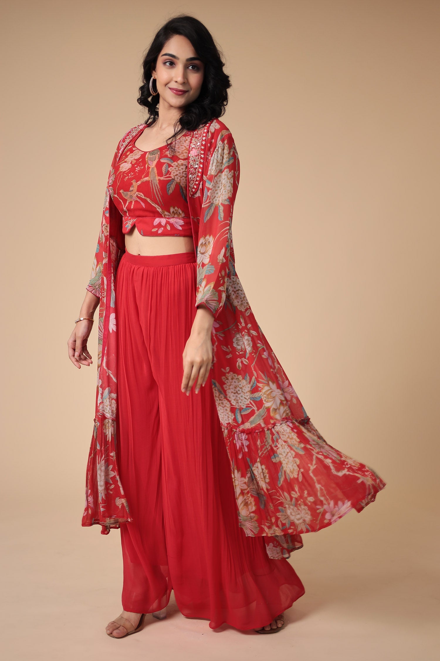 Printed Georgette Indowestern with Embroidered work