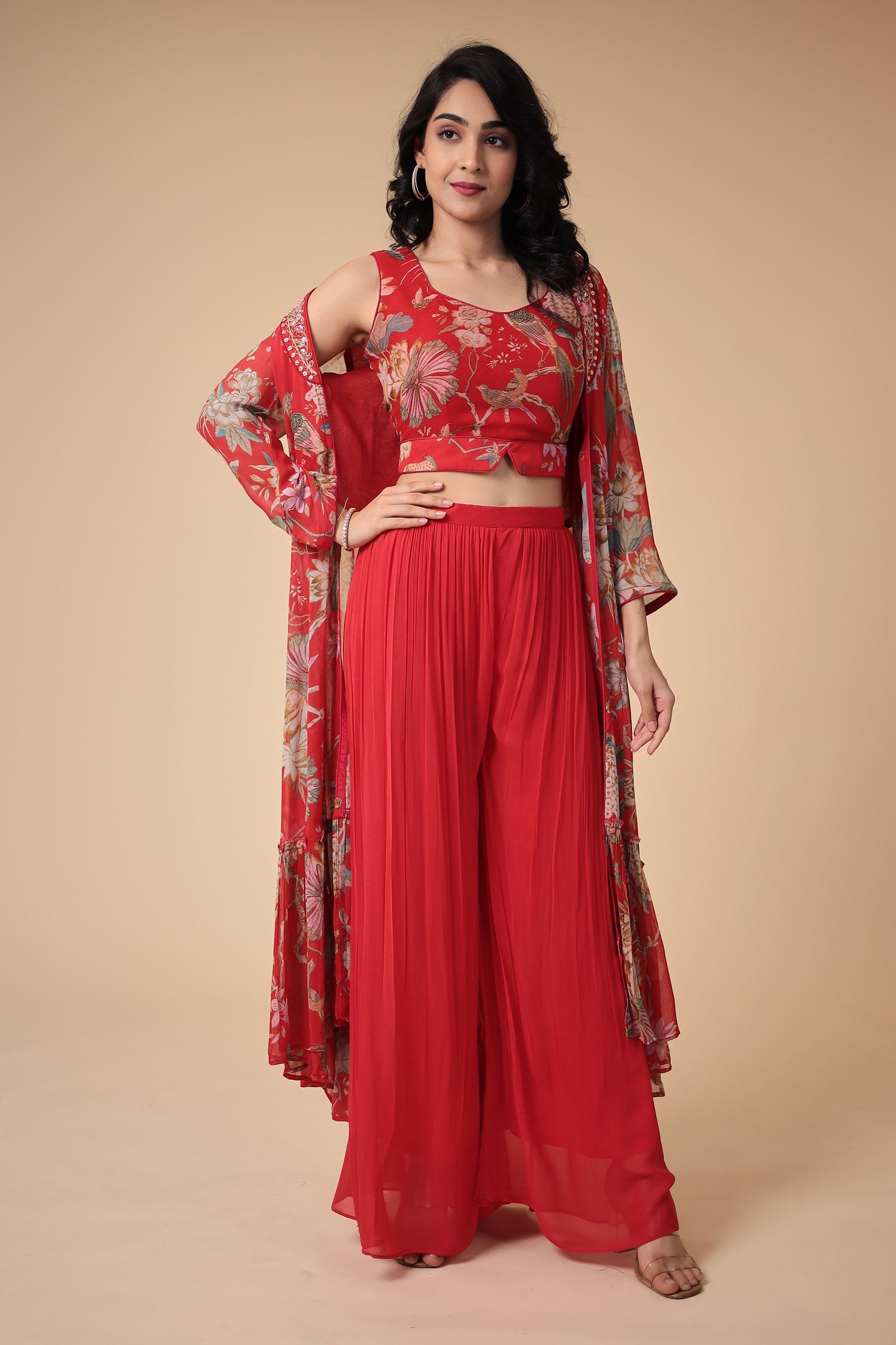 Printed Georgette Indowestern with Embroidered work