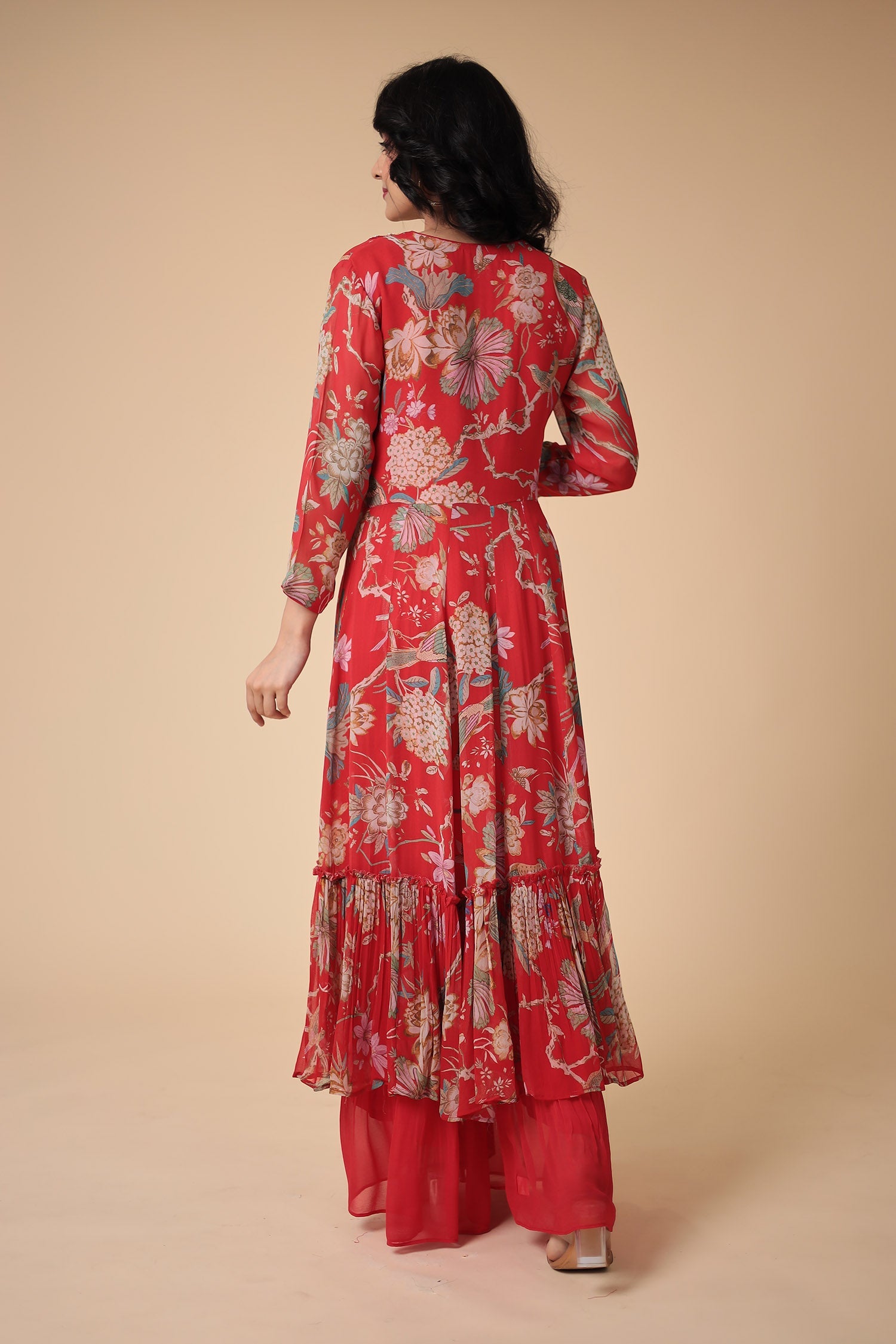 Printed Georgette Indowestern with Embroidered work