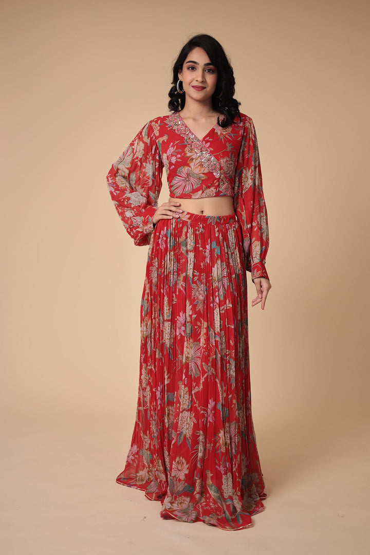 Printed Georgette Indowestern with Embroidered work