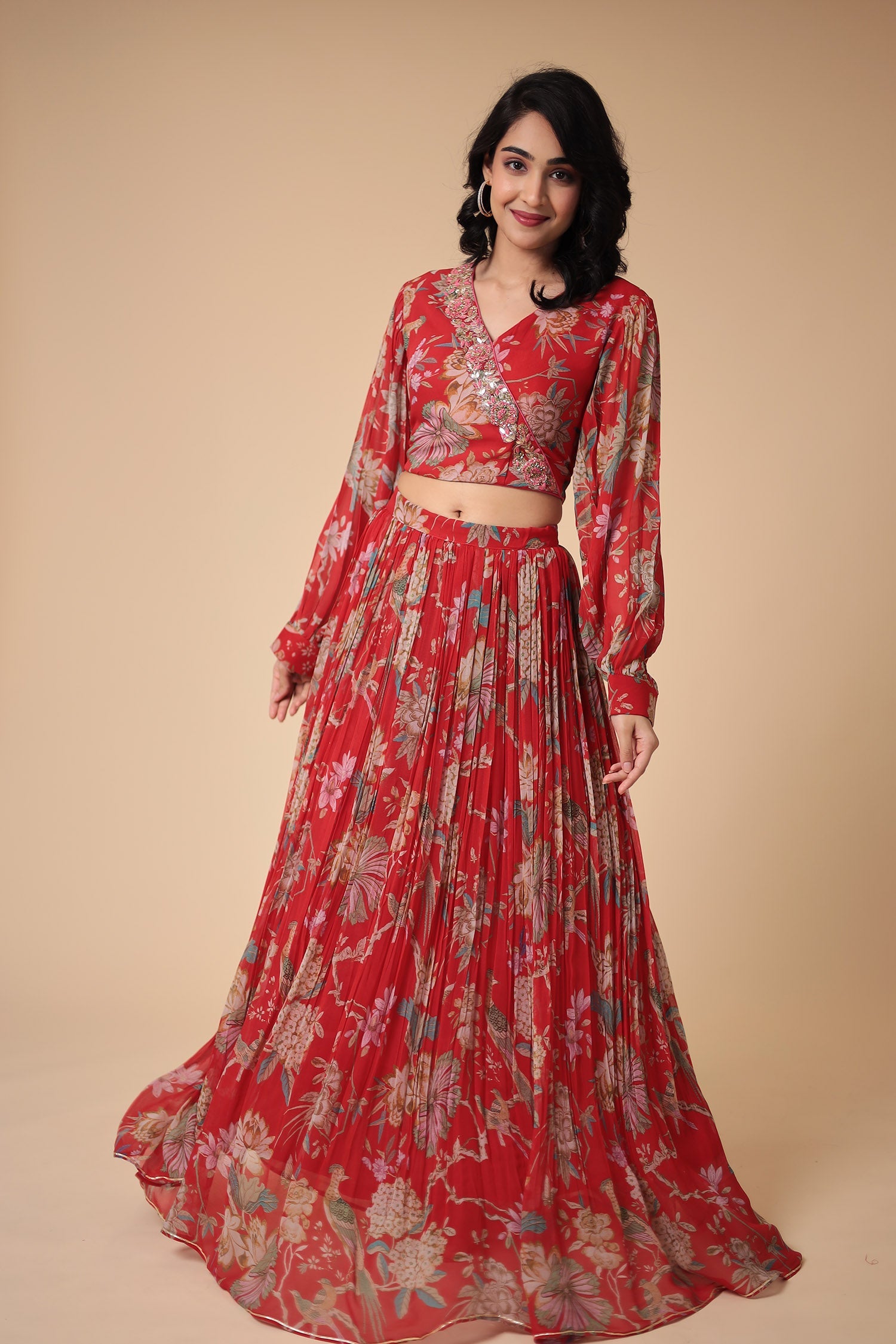 Printed Georgette Indowestern with Embroidered work