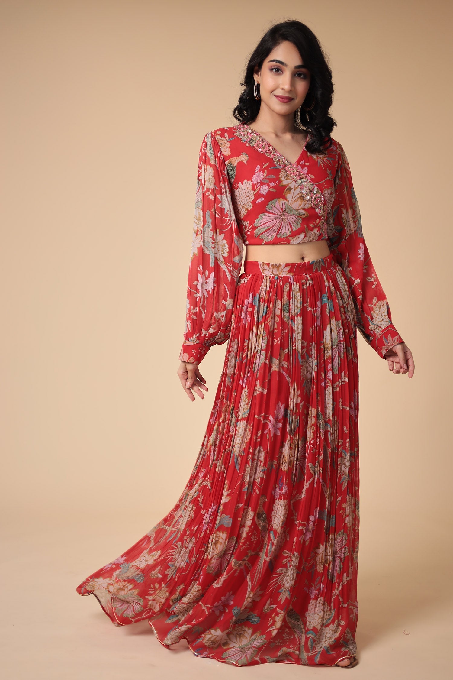 Printed Georgette Indowestern with Embroidered work