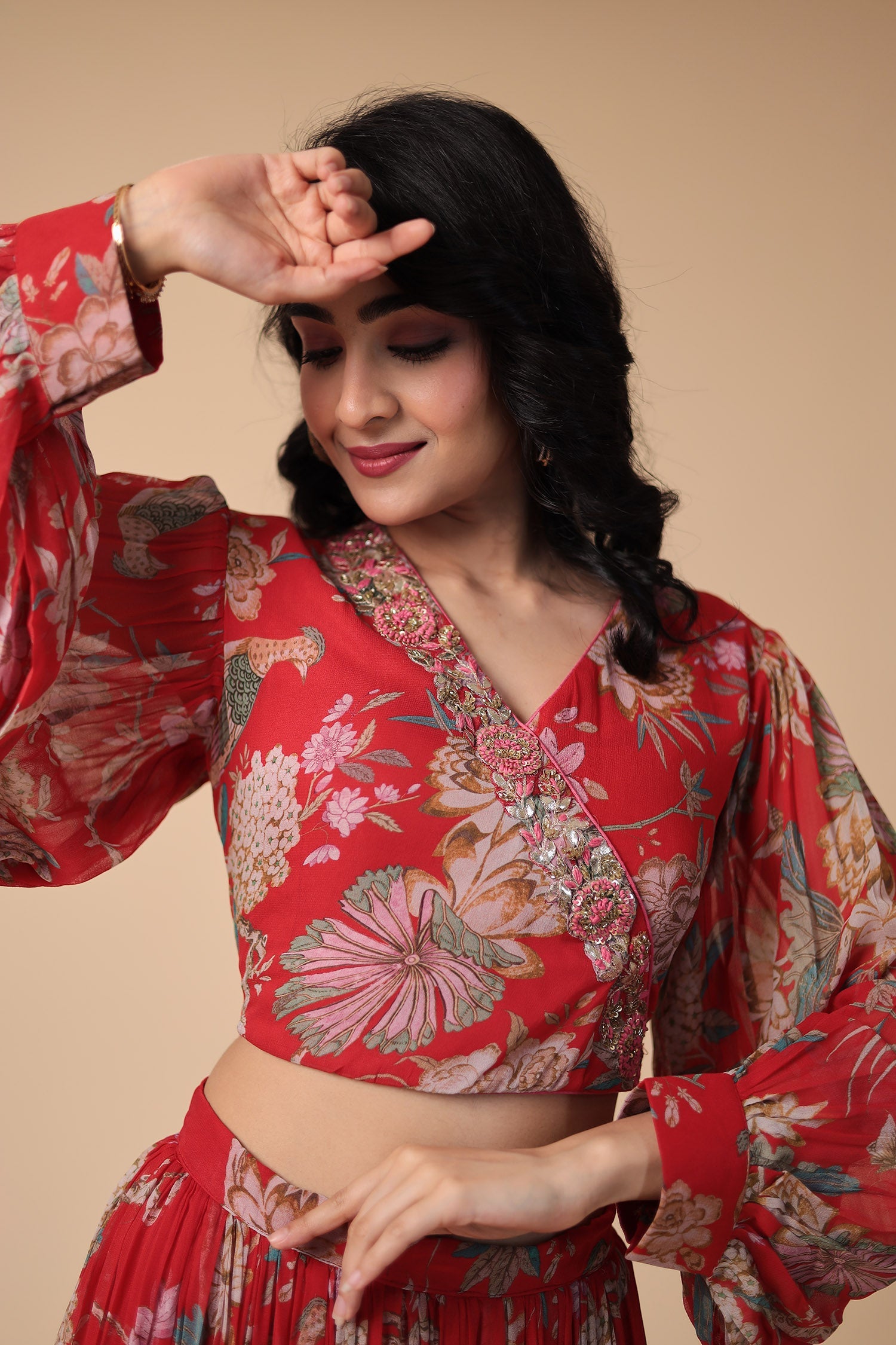 Printed Georgette Indowestern with Embroidered work